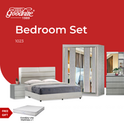Goodnite Queen Bedroom Set, Bedframe + Wardrobe + Dresser + Side Table (1023) Free GoodJoy Lite Mattress