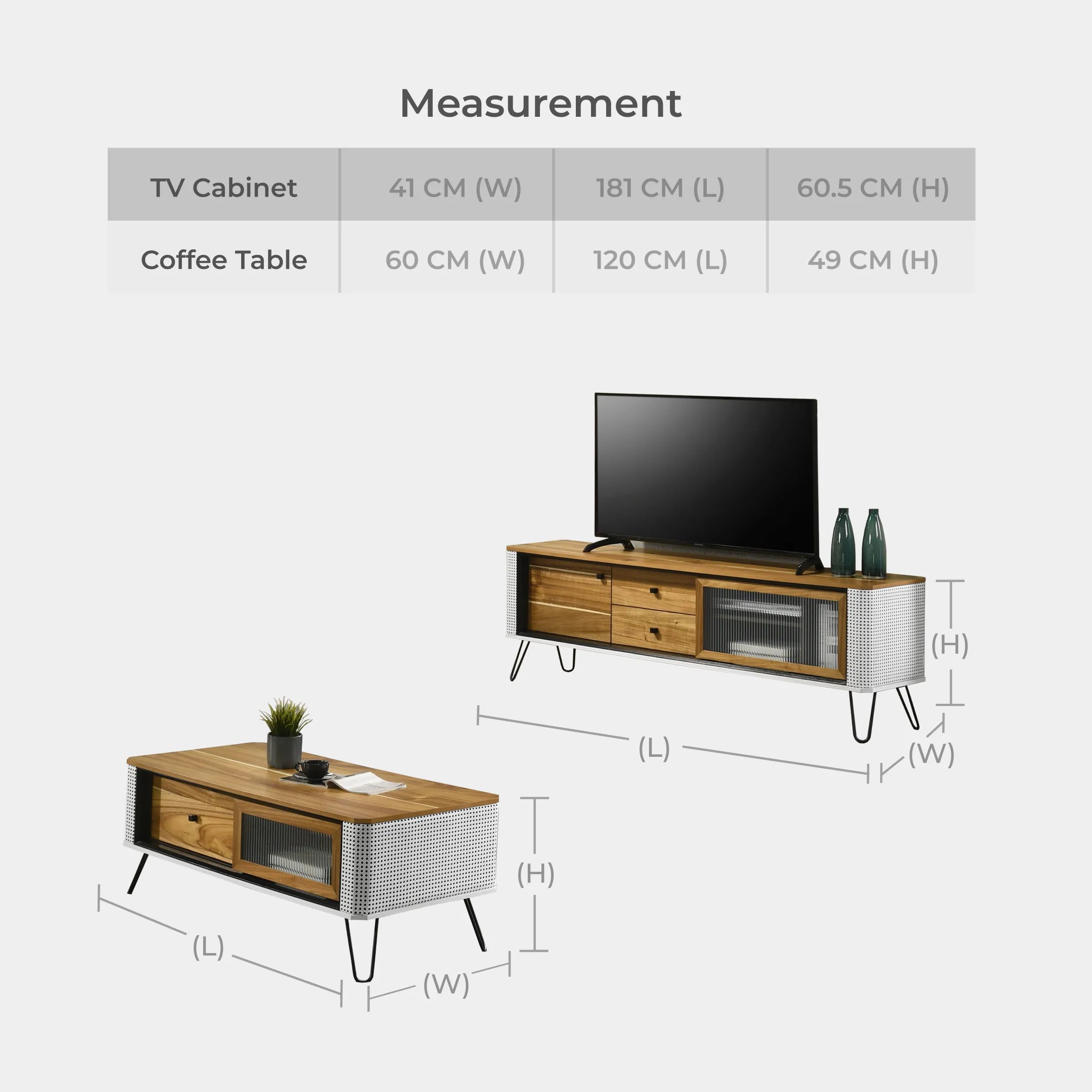 Goodnite Living Set (Verona), 6Ft TV Cabinet + Coffee Table