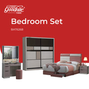 Goodnite Queen/ King Bedroom Set, Bedframe + Wardrobe + Dresser + Side Table (BAT6268)