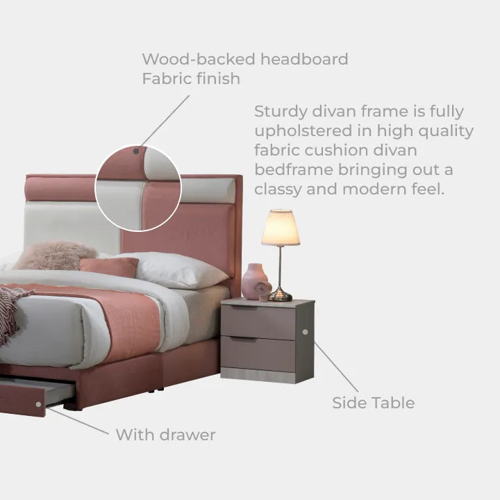 Goodnite Queen/ King Bedroom Set, Bedframe + Wardrobe + Dresser + Side Table (BAT6268)