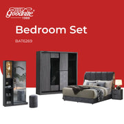 Goodnite Queen/ King Bedroom Set, Bedframe + Wardrobe + Dresser + Side Table (BAT6269)