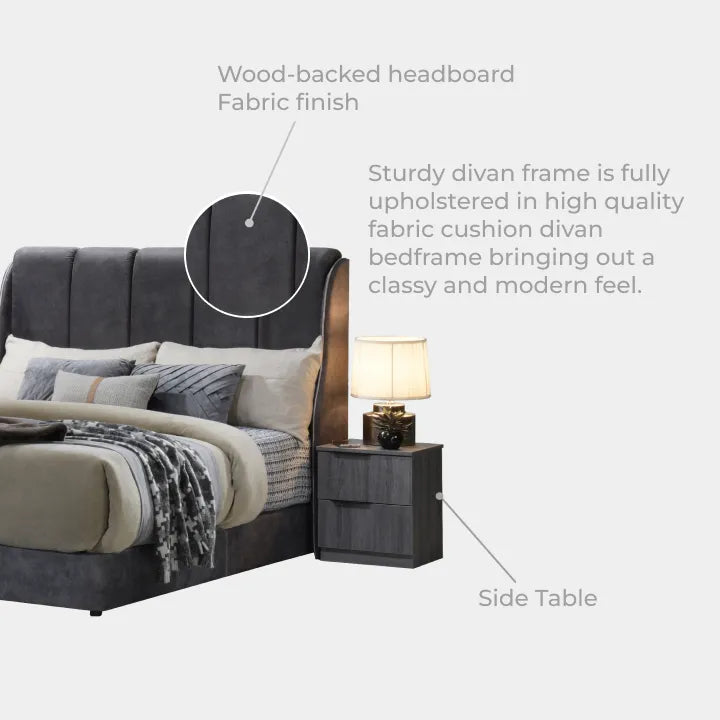 Goodnite Queen/ King Bedroom Set, Bedframe + Wardrobe + Dresser + Side Table (BAT6269)