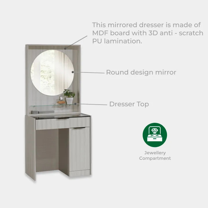 Goodnite Queen/ King Bedroom Set, Bedframe + Wardrobe + Dresser + Side Table (HR2259)
