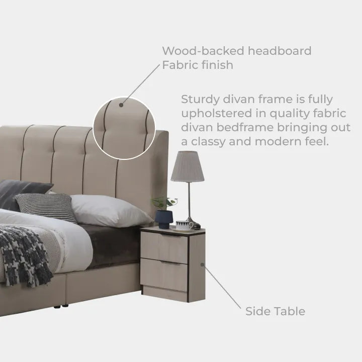 Goodnite Queen/ King Bedroom Set, Bedframe + Wardrobe + Dresser + Side Table (PRB3822)