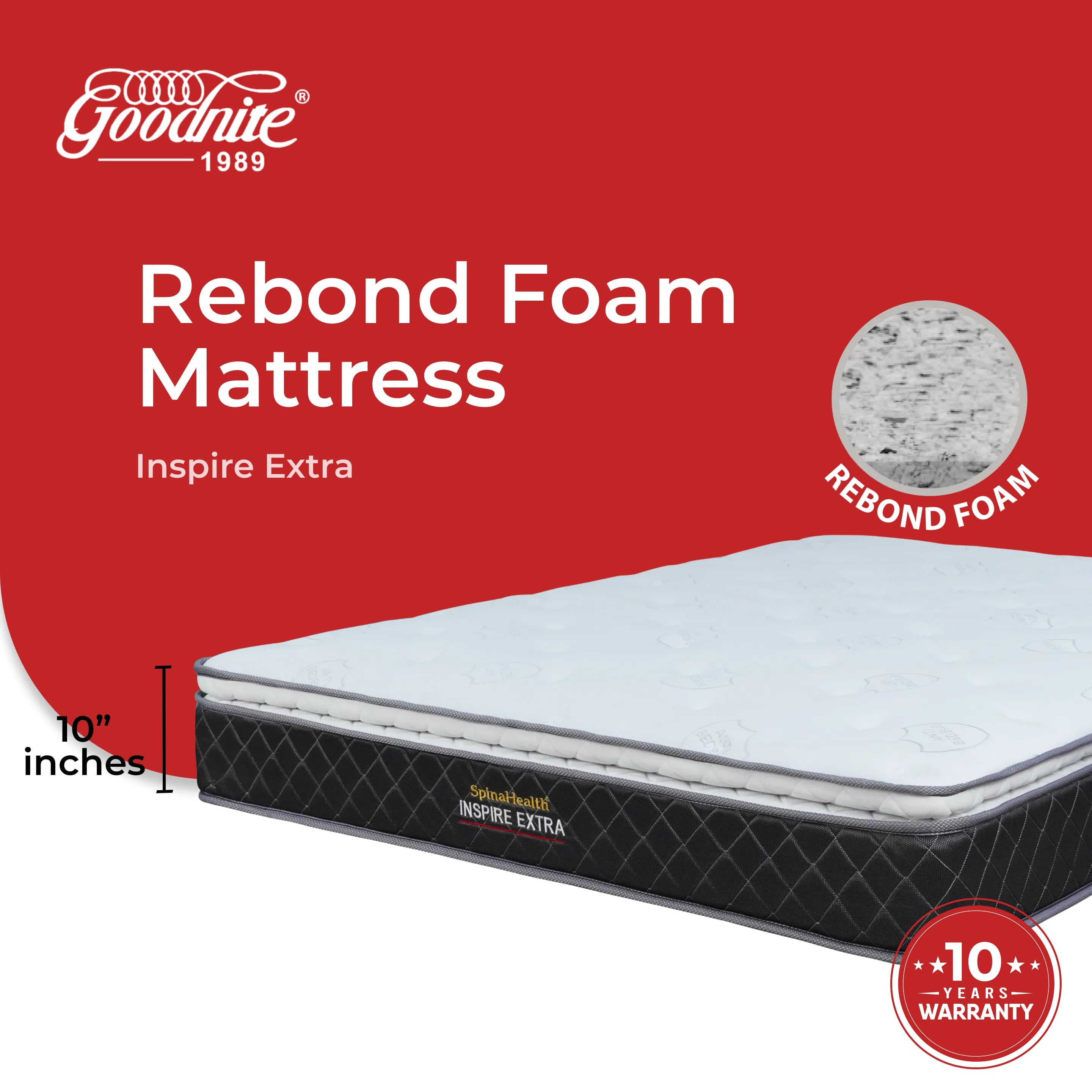 Goodnite Inspire Extra Rebond Foam Mattress (10 Inch) with Single/ Super Single/ Queen/ King