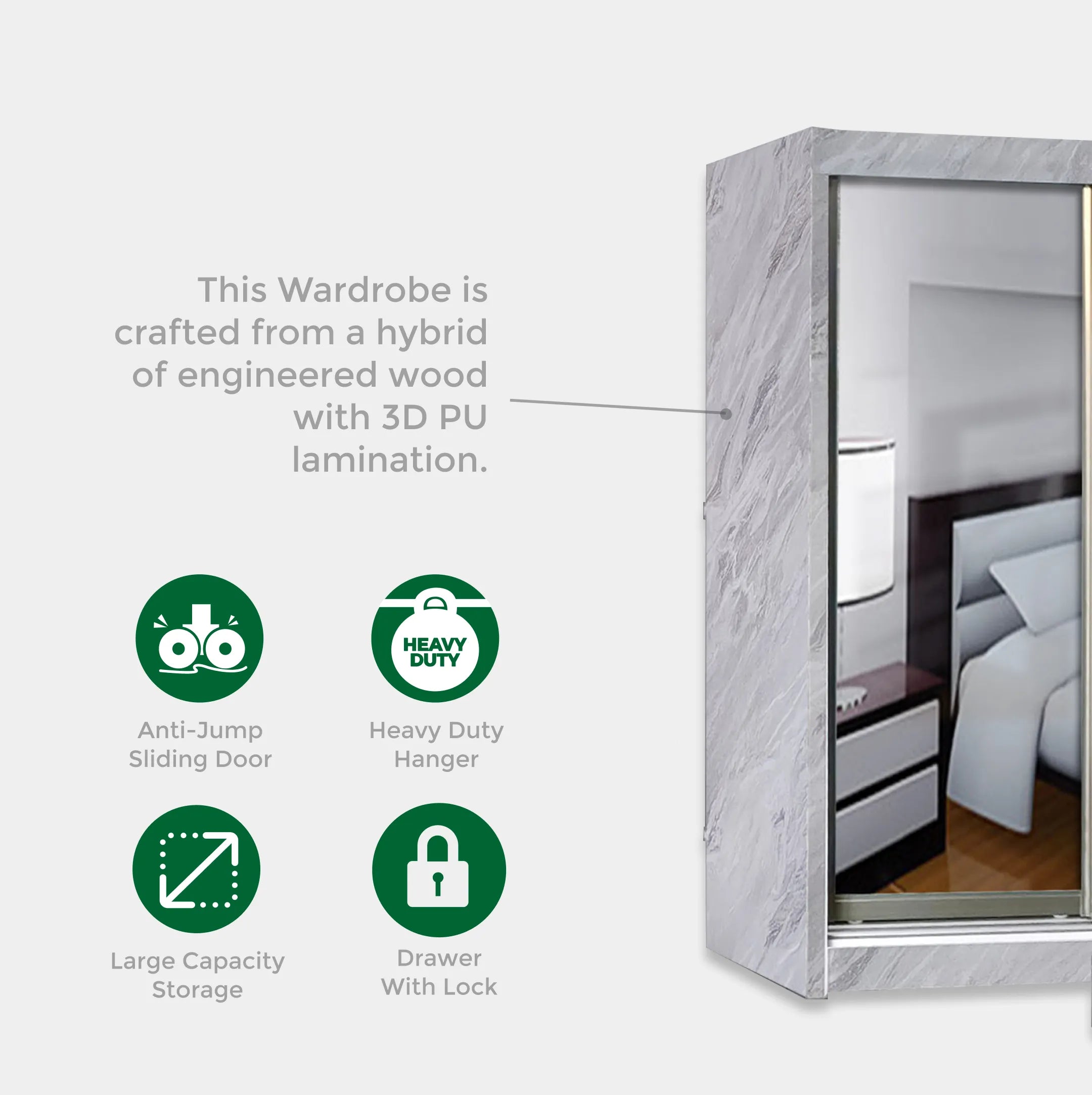 Goodnite Queen/ King Bedroom Set, Bedframe + Wardrobe + Dresser + Side Table (2023)
