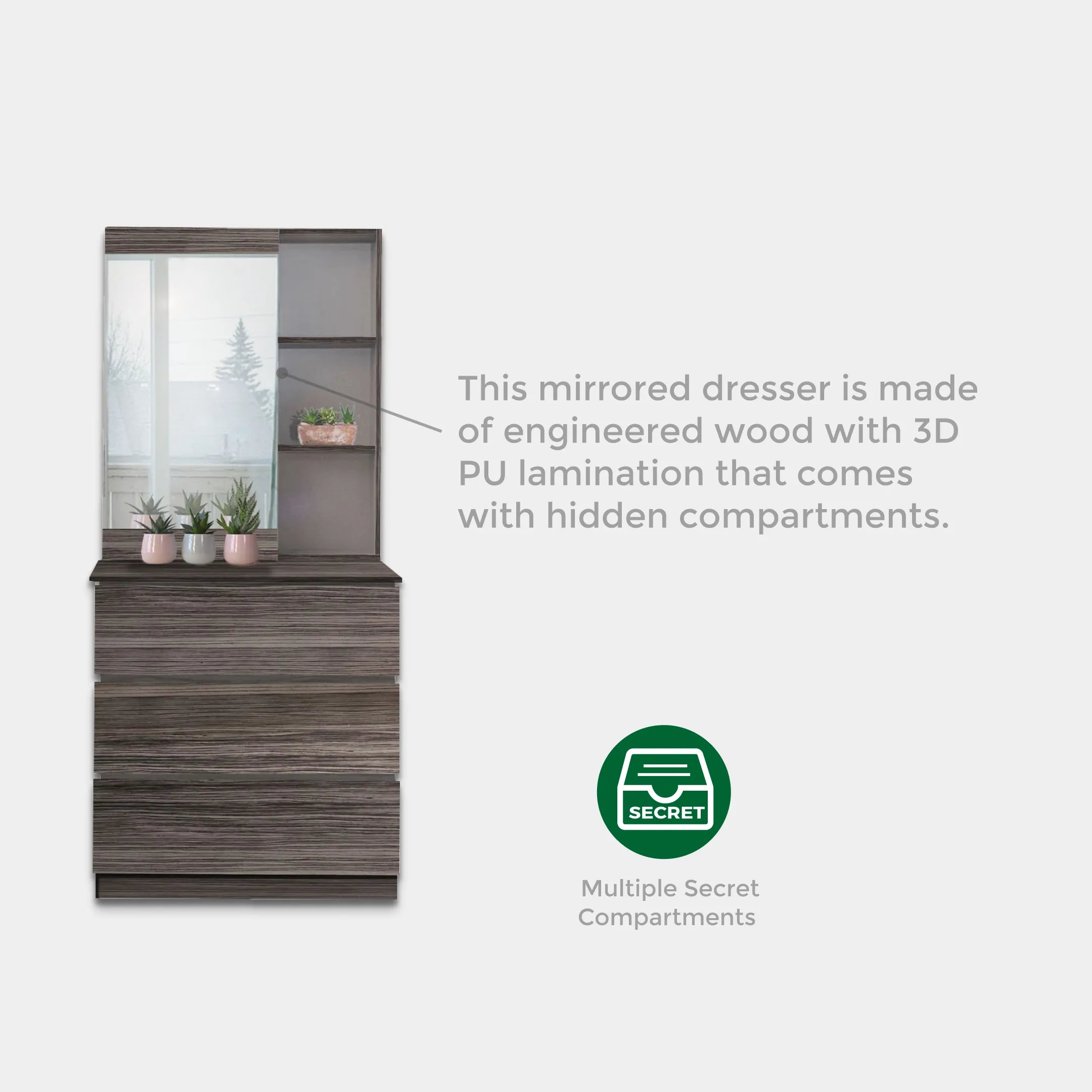Goodnite Queen/ King Bedroom Set, Bedframe + Wardrobe + Dresser + Side Table (3023)