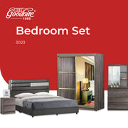 Goodnite Queen/ King Bedroom Set, Bedframe + Wardrobe + Dresser + Side Table (3023)