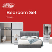 Goodnite Queen/ King Bedroom Set, Bedframe + Wardrobe + Dresser + Side Table (YXE668)