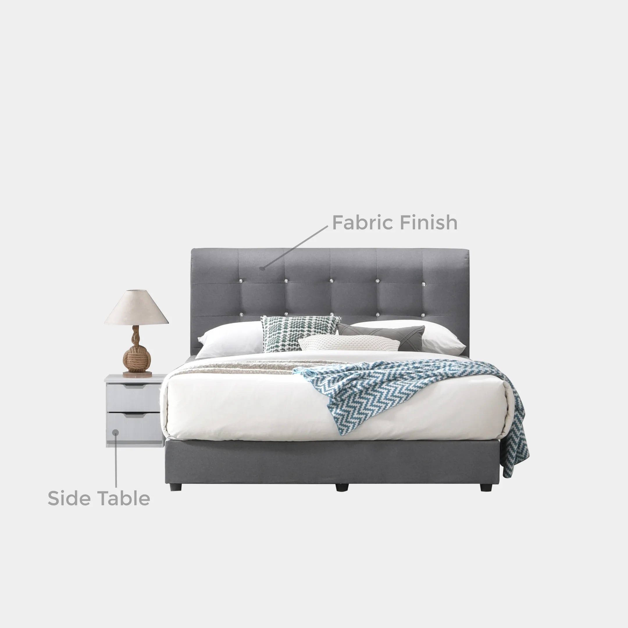 Goodnite Queen/ King Bedroom Set, Bedframe + Wardrobe + Dresser + Side Table (YXE668)