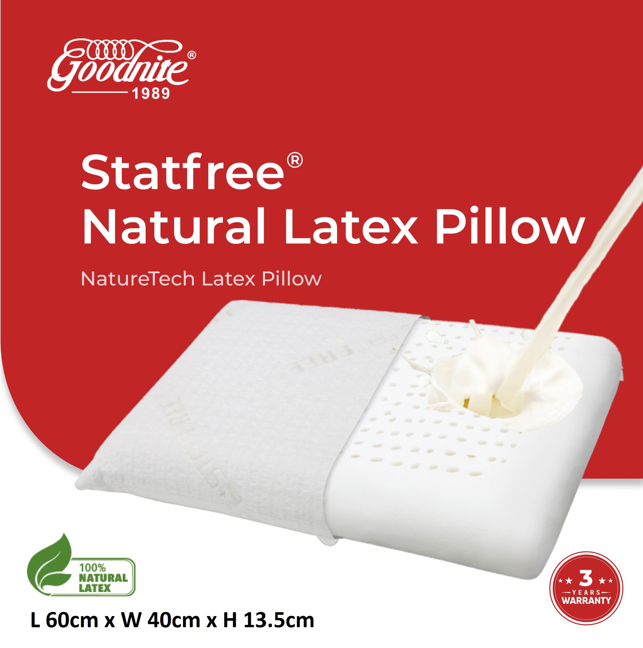 Goodnite Statfree® NatureTech Latex Pillow (100% Natural Latex)