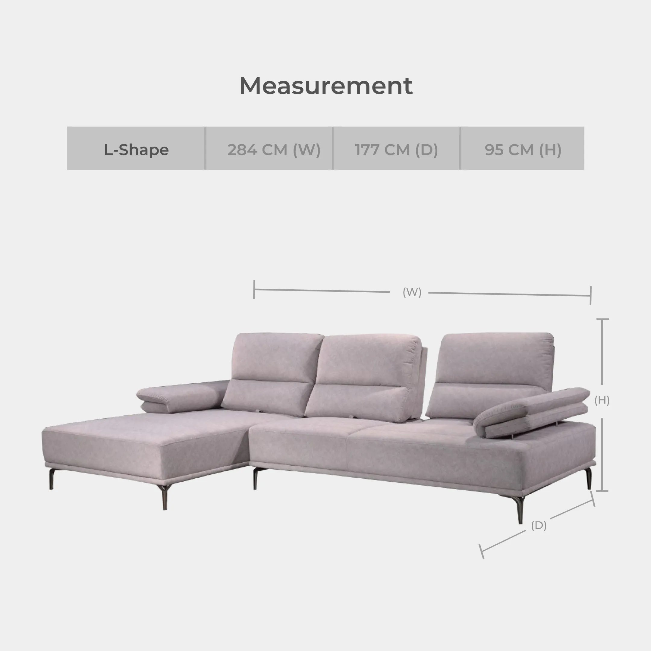 Goodnite Fabric L-Shape Sofa (ML3733), 5 Years Warranty