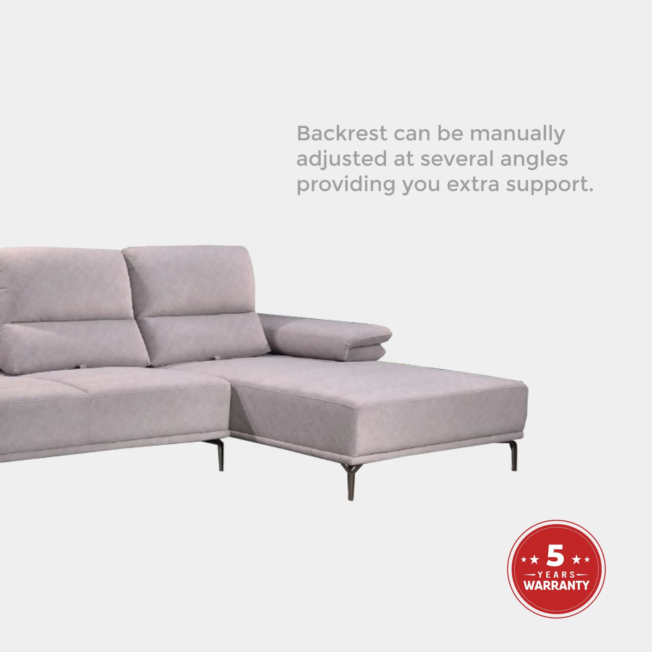 Goodnite Fabric L-Shape Sofa (ML3733), 5 Years Warranty