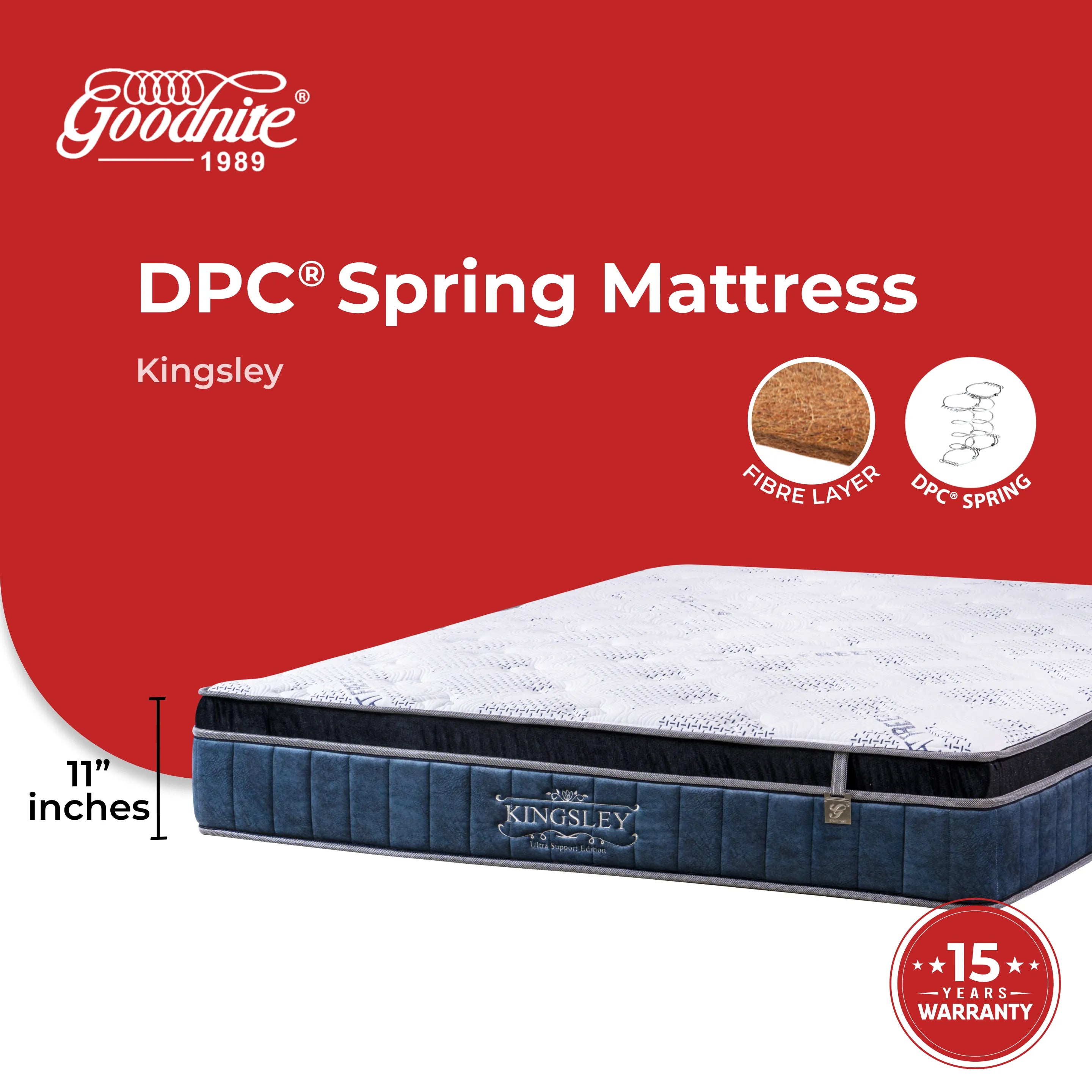 Goodnite Kingsley DPC Spring Mattress (11 Inch) with Single/ Super Single/ Queen/ King