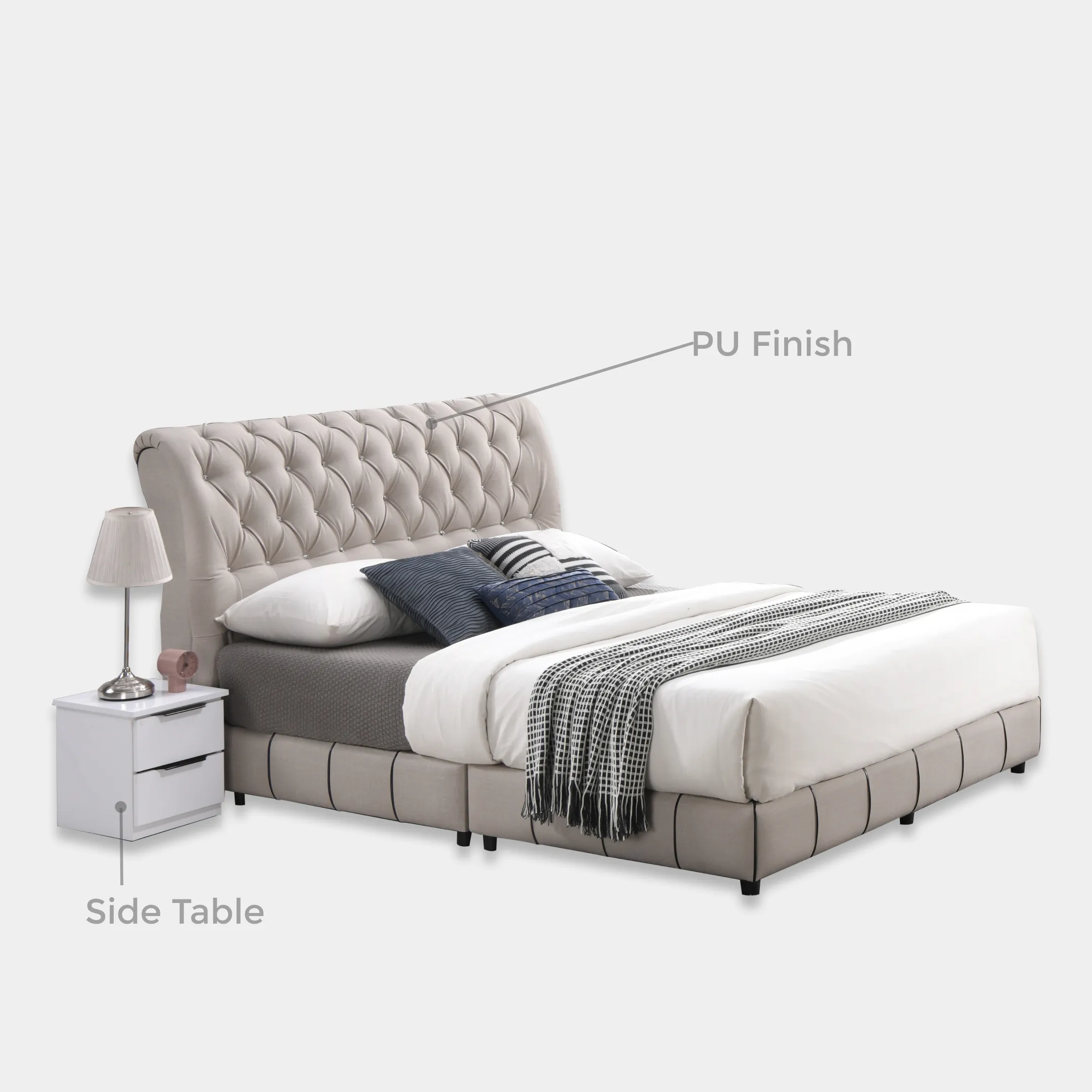 Goodnite Queen/ King Bedroom Set, Bedframe + Wardrobe + Dresser + Side Table (YXE669)