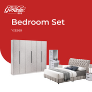 Goodnite Queen/ King Bedroom Set, Bedframe + Wardrobe + Dresser + Side Table (YXE669)