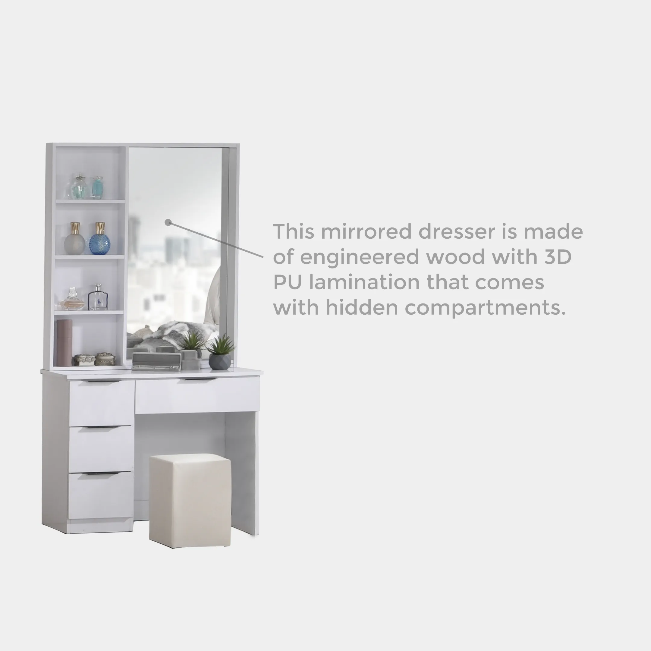 Goodnite Queen/ King Bedroom Set, Bedframe + Wardrobe + Dresser + Side Table (YXE667)