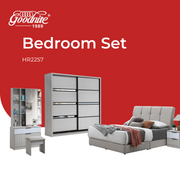 Goodnite Queen/ King Bedroom Set, Bedframe + Wardrobe + Dresser + Side Table (HR2257)