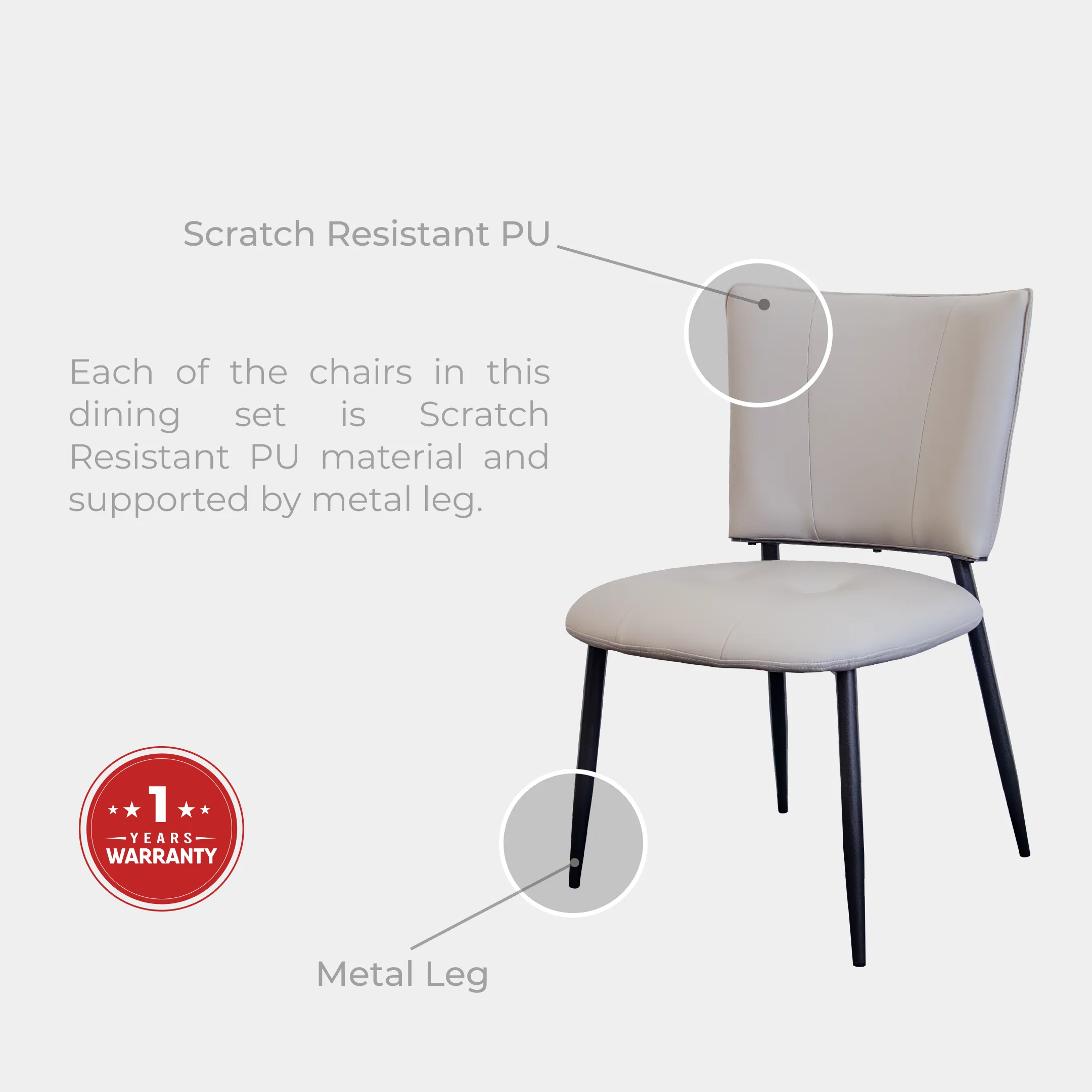 Goodnite (1+6) Marble Dining Set (W 1300mm) / (1+8) Marble Dining Set (W 1500mm), Marble Table, Metal Leg, PU Chair
