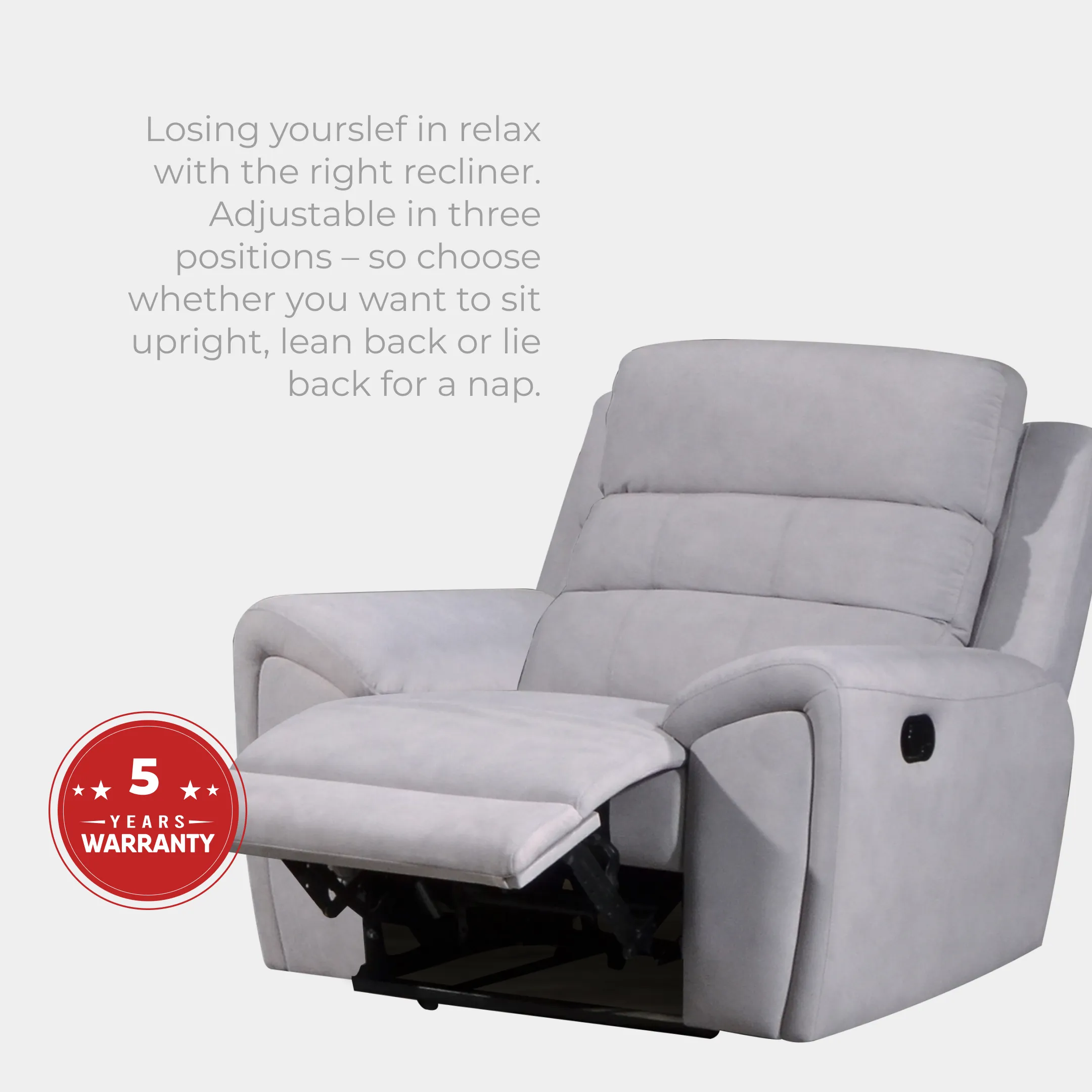 Goodnite Fabric Recliner Sofa (ML3744), 1 Seater Recliner/ 2 Seater Recliner/ 3 Seater Recliner/ 2RR+3RR Seater, 5 Years Warranty
