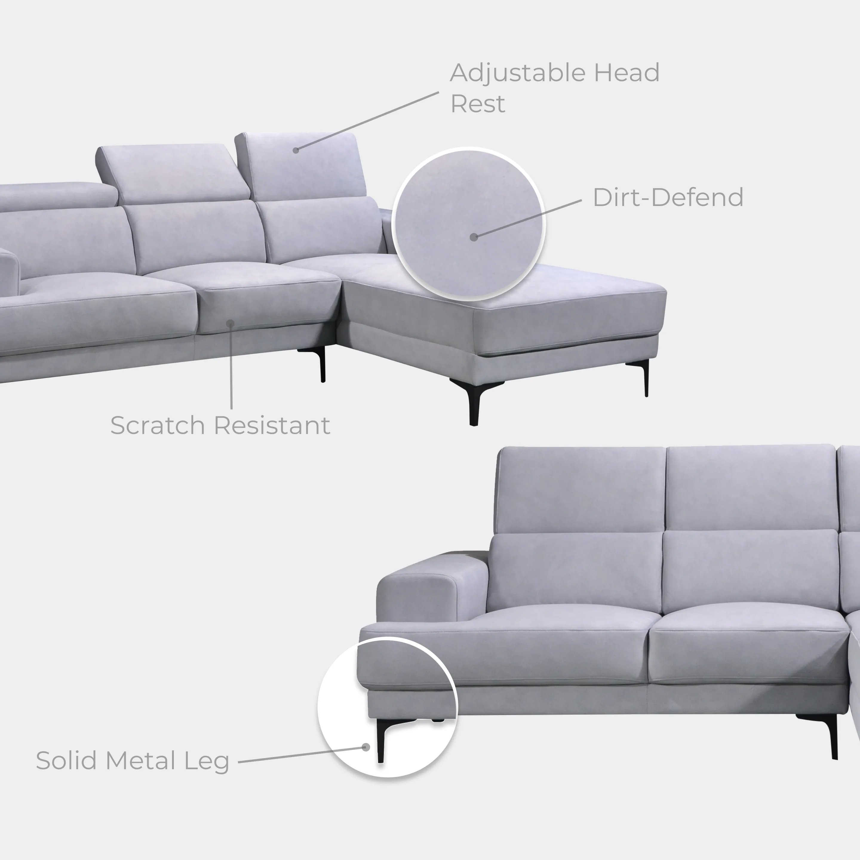 Goodnite Fabric L-Shape Sofa (SF5005G), 5 Years Warranty