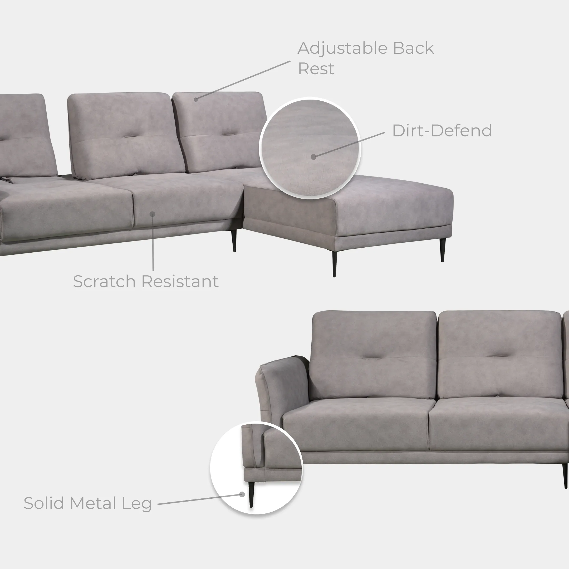 Goodnite Fabric L-Shape Sofa (SF9001), 5 Years Warranty