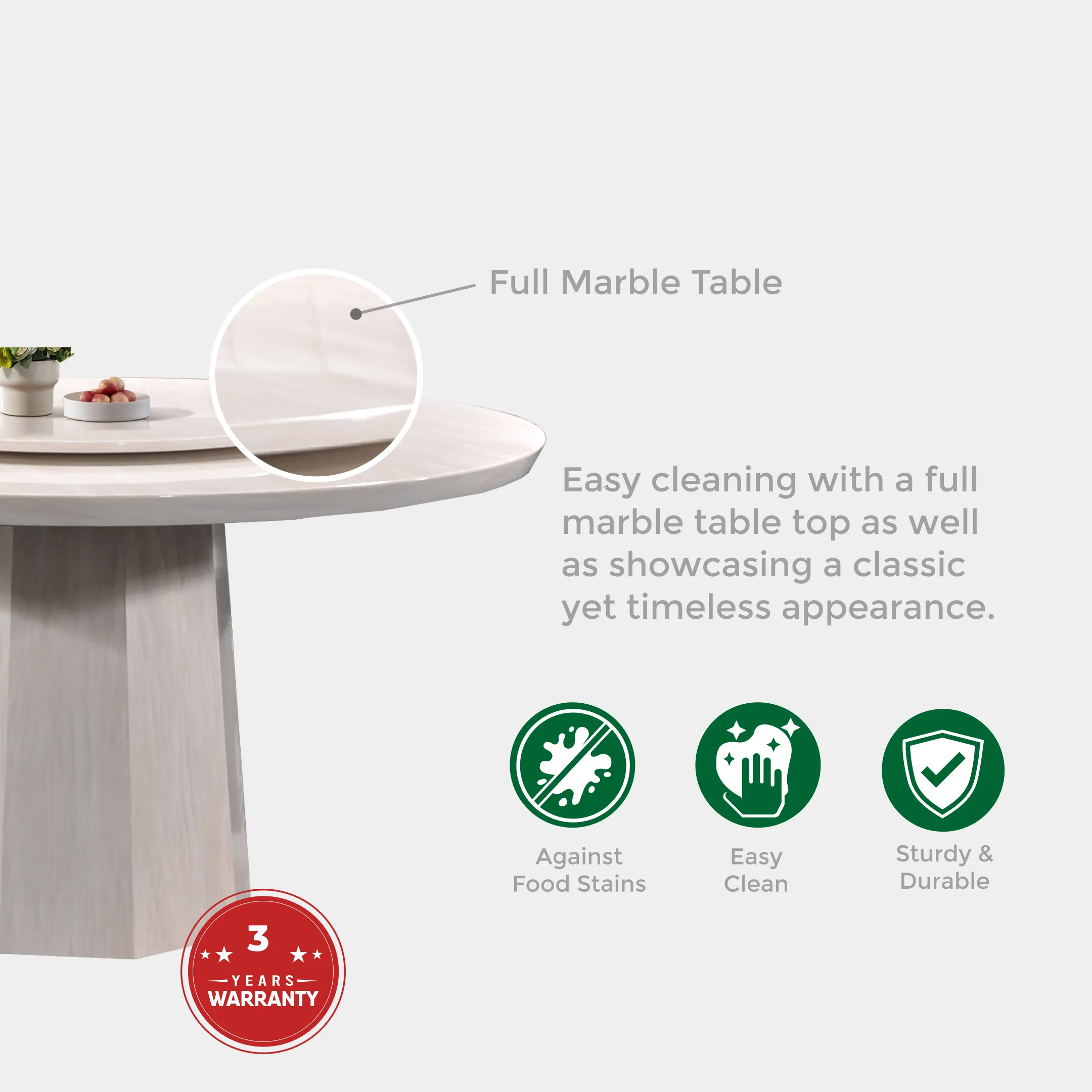 Goodnite (1+6) Marble Dining Set (W 1350mm) / (1+8) Marble Dining Set (W 1500mm), Marble Table, Metal Leg, Fabric Chair