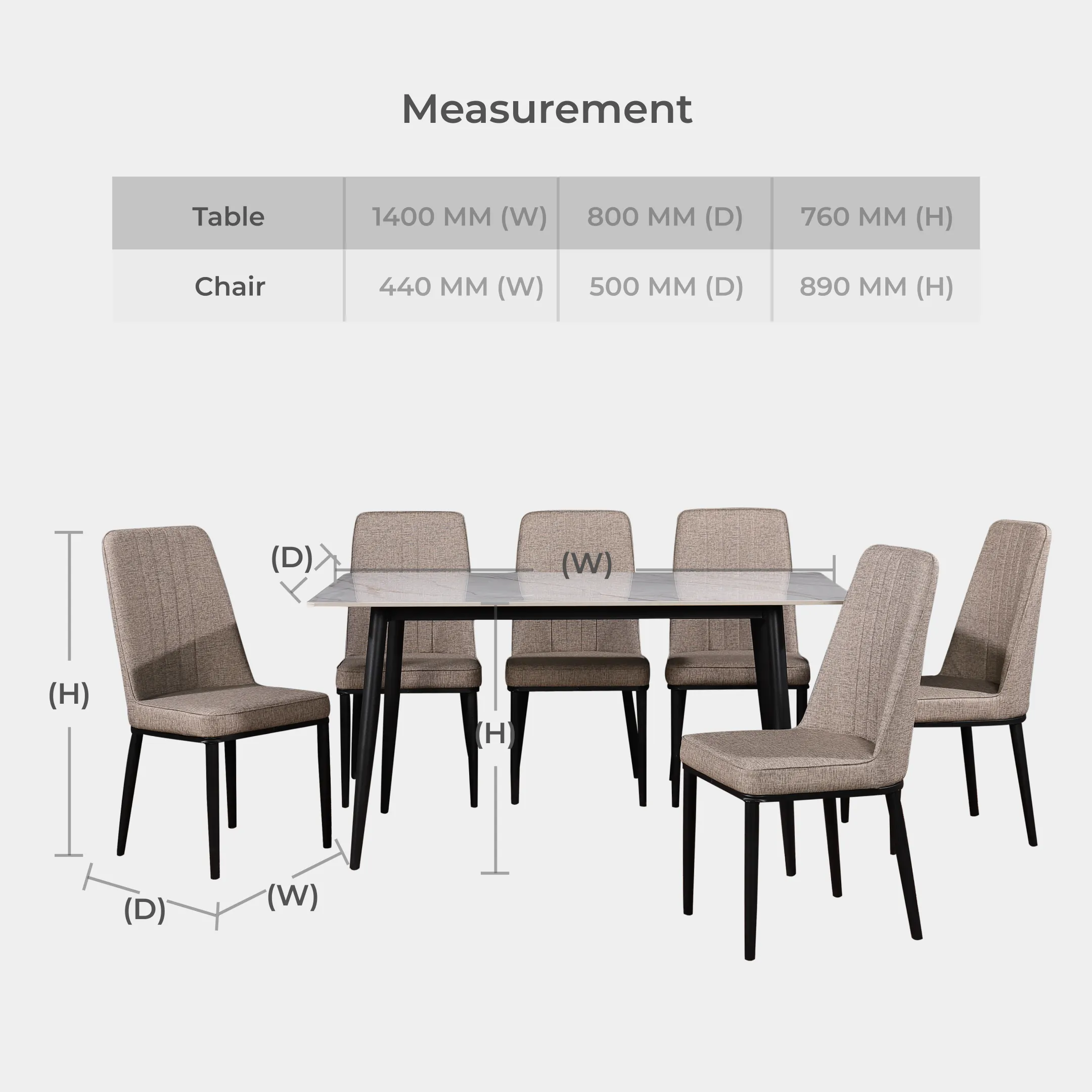 Goodnite (1+6) Ceramic Dining Set, Ceramic Top, Metal Leg, PU Chair