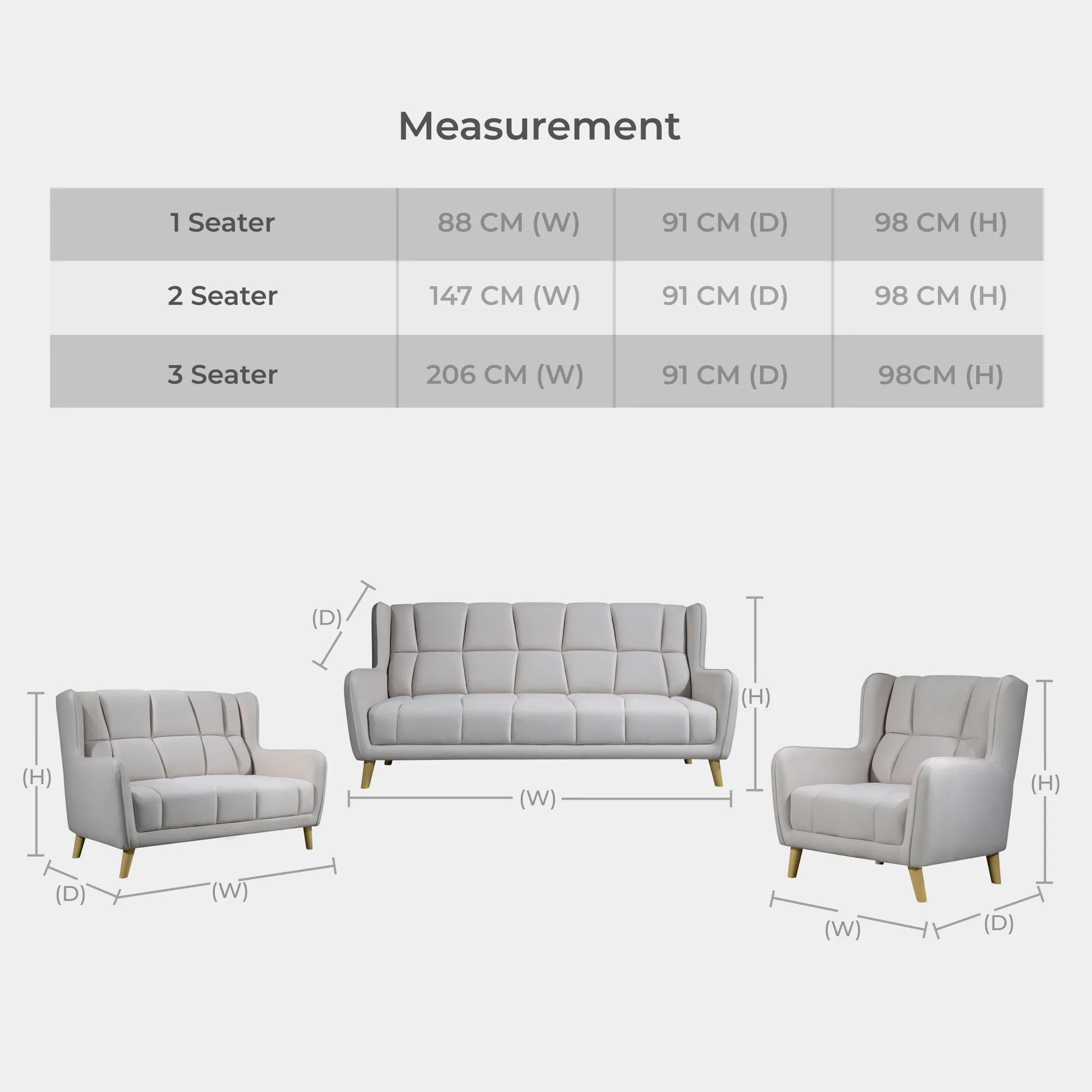 Goodnite Fabric Sofa (ML3722), 1 Seater/ 2 Seater/ 3 Seater/ 1+3 Seater, 5 Years Warranty