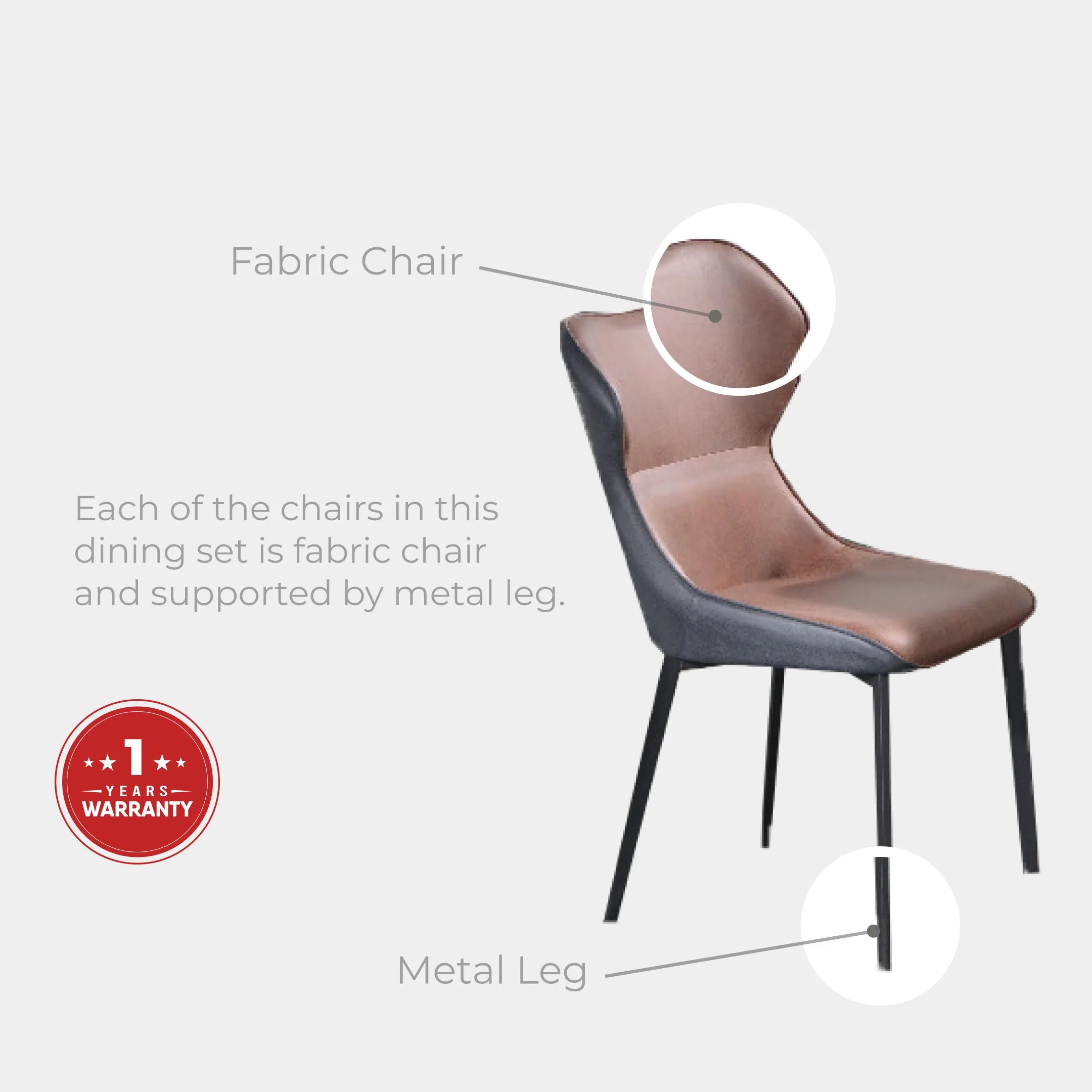 Goodnite (1+6) Marble Dining Set (W 1500mm), Marble Top, Metal Leg, PU Chair