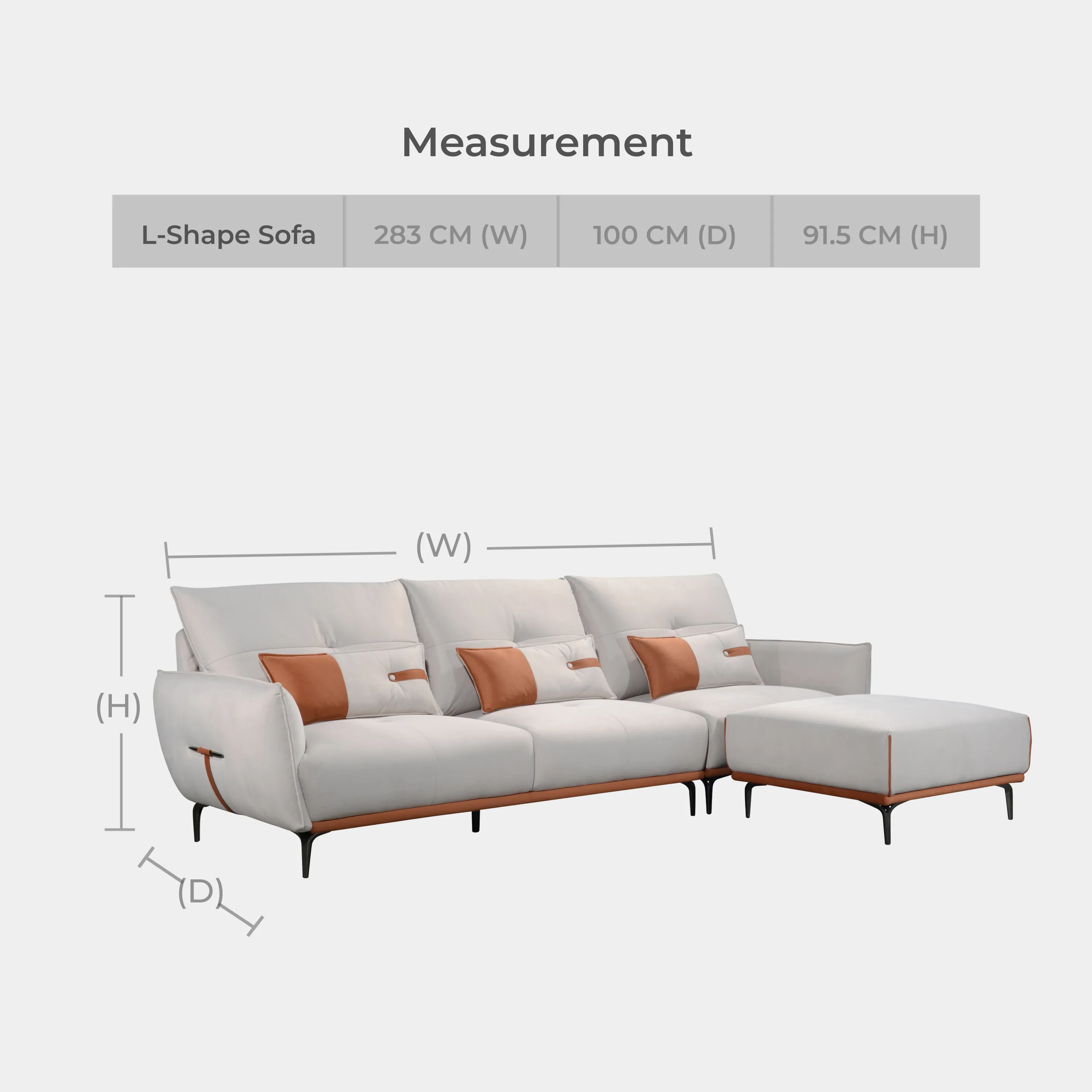 Goodnite Fabric L-Shape Sofa (ML9004), 5 Years Warranty