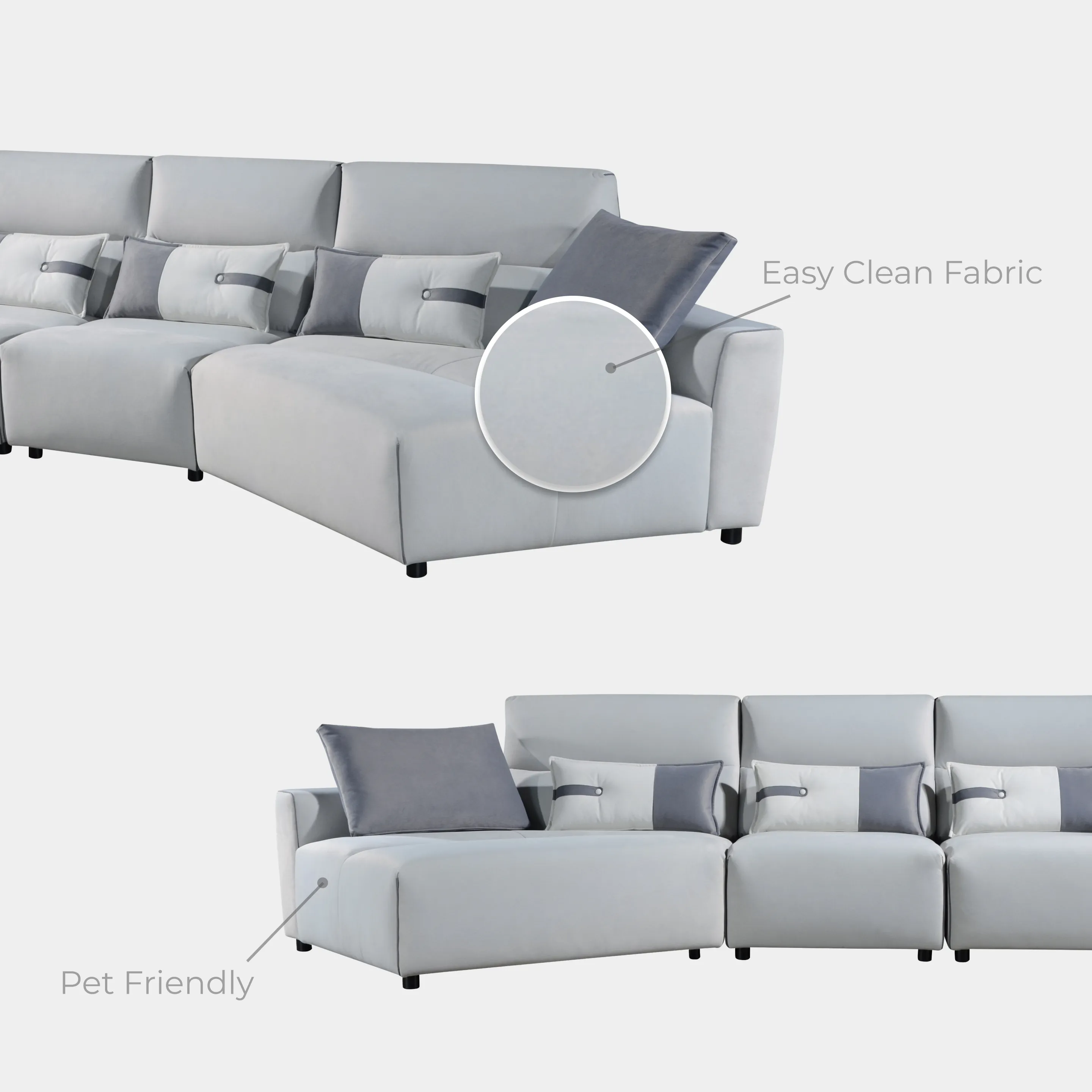 Goodnite Fabric L-Shape Sofa (ML9002), 5 Years Warranty