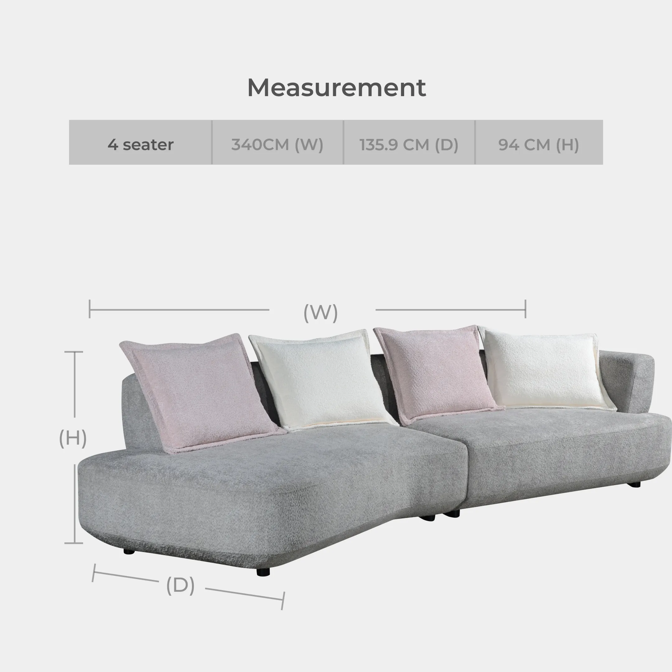 Goodnite 4 Seater Fabric Sofa (ML9003), 5 Years Warranty
