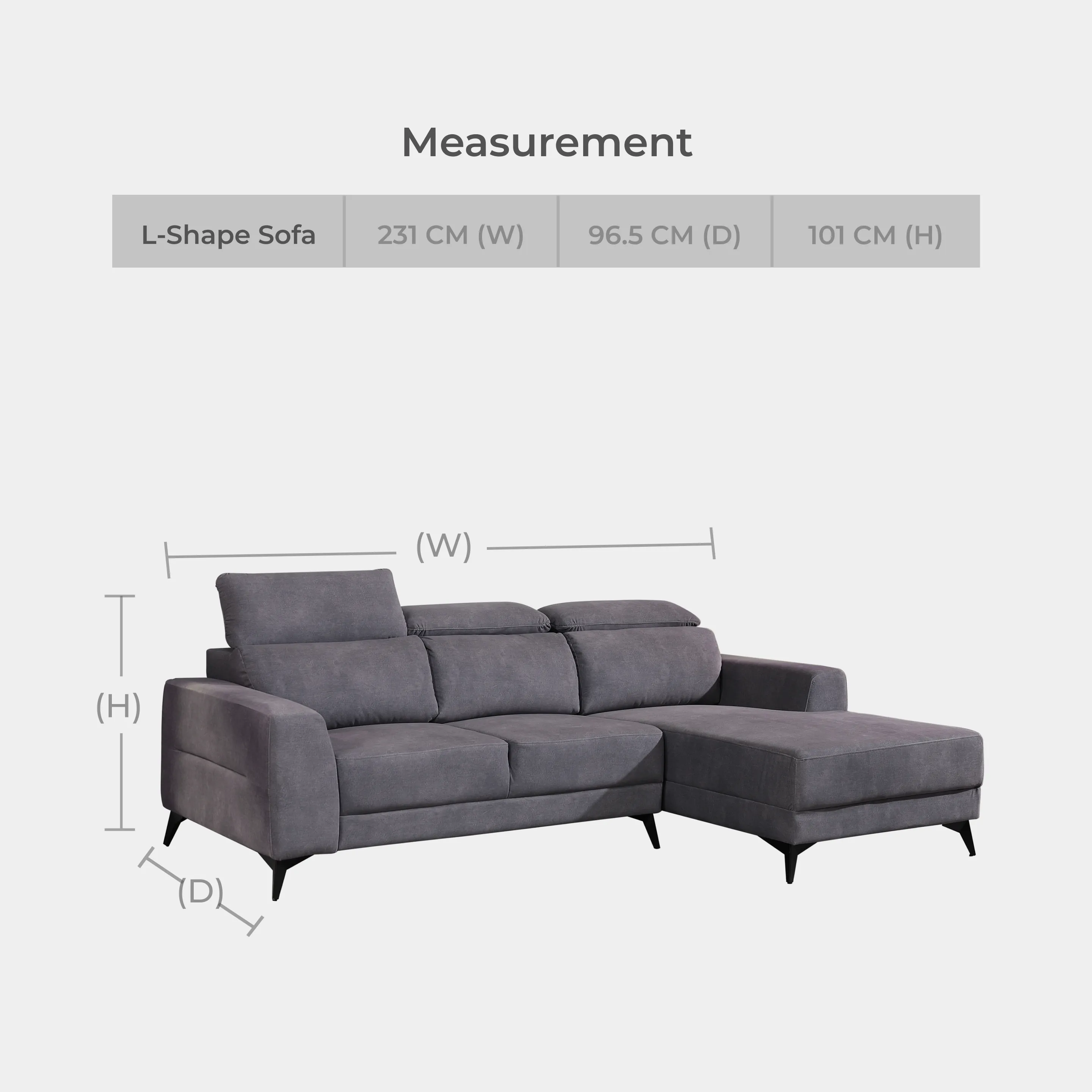 Goodnite Fabric L-Shape Sofa (377), 3 Years Warranty