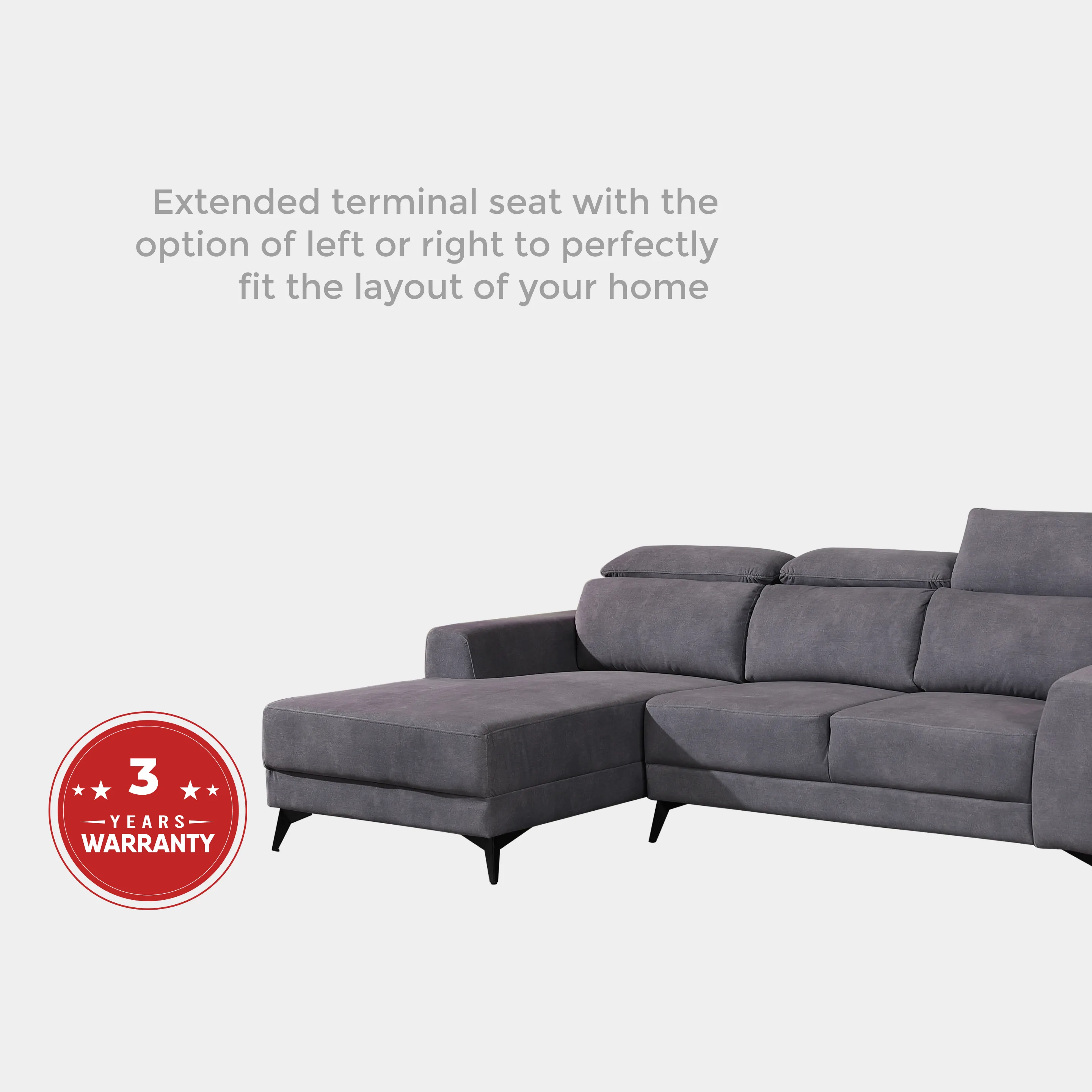Goodnite Fabric L-Shape Sofa (377), 3 Years Warranty