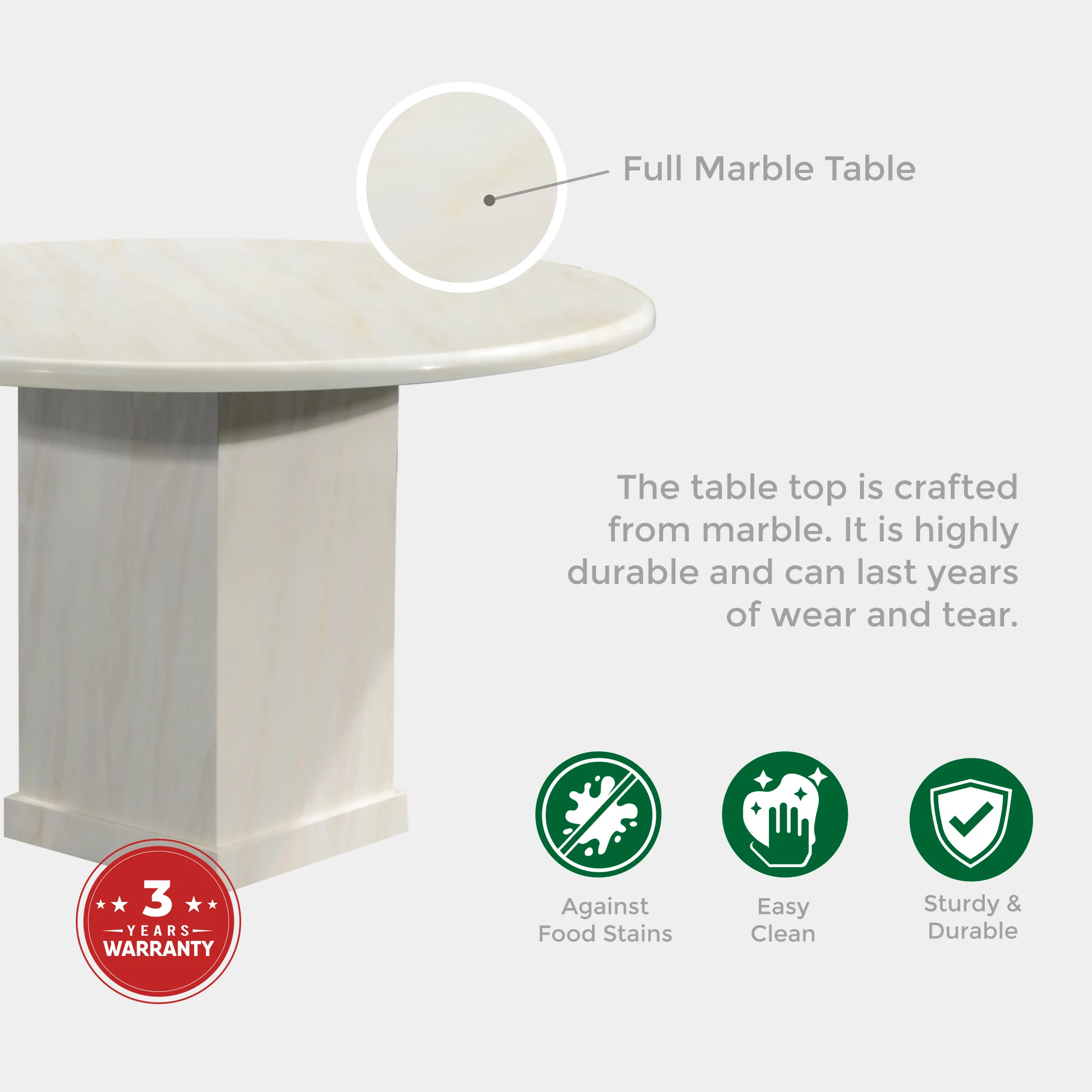 Goodnite (1+6) Marble Dining Set (W 1200mm), Marble Table, Metal Leg, Fabric Chair