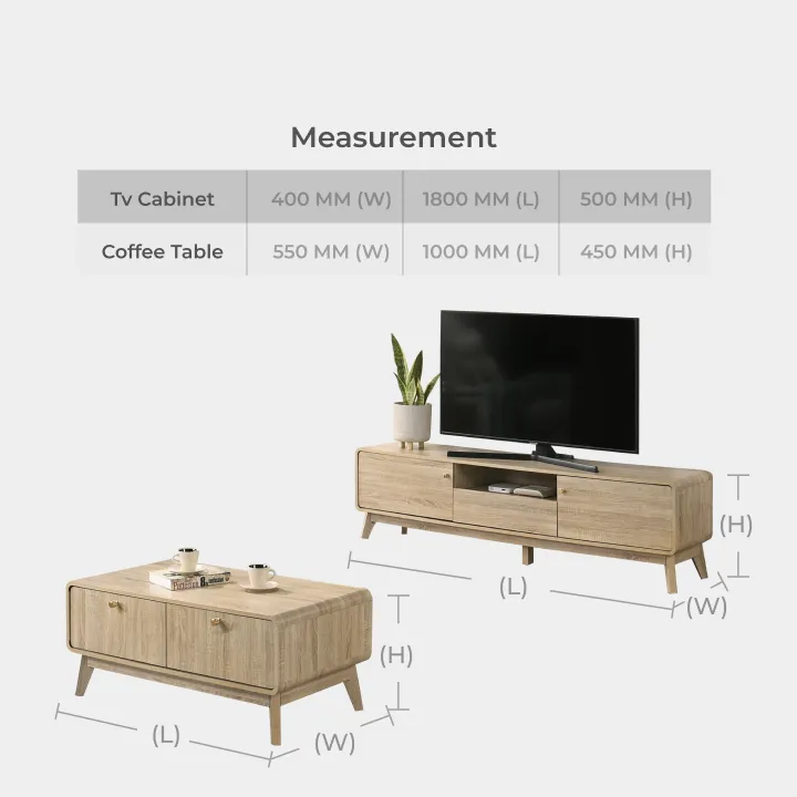 Goodnite Living Set (SATV63190+SACT63191), 6Ft TV Cabinet/ Coffee Table
