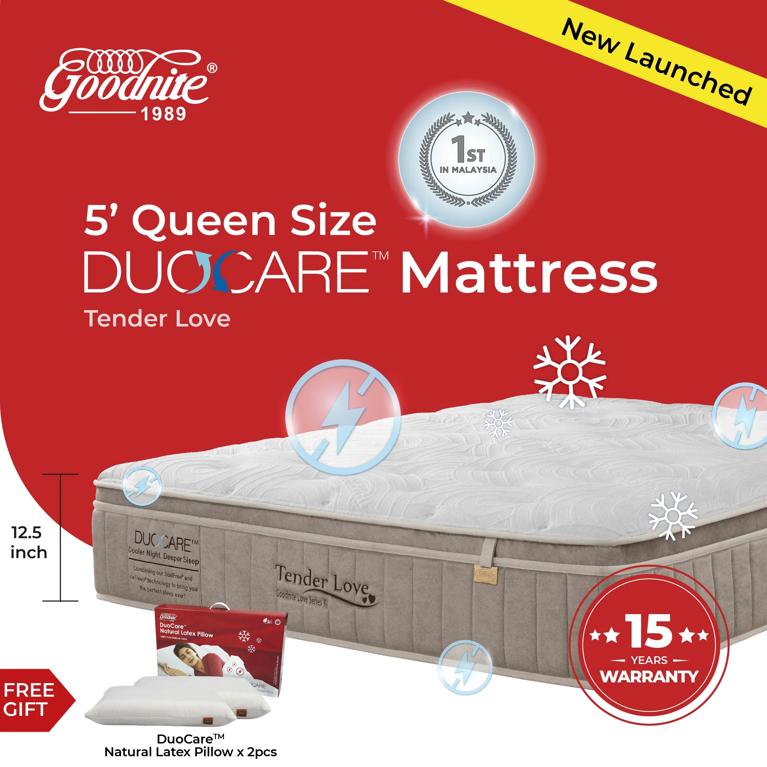 [NEW] Goodnite Tender Love 5 Zone Pocket Spring Mattress (12.5 Inch) with Single/ Super Single/ Queen/ King
