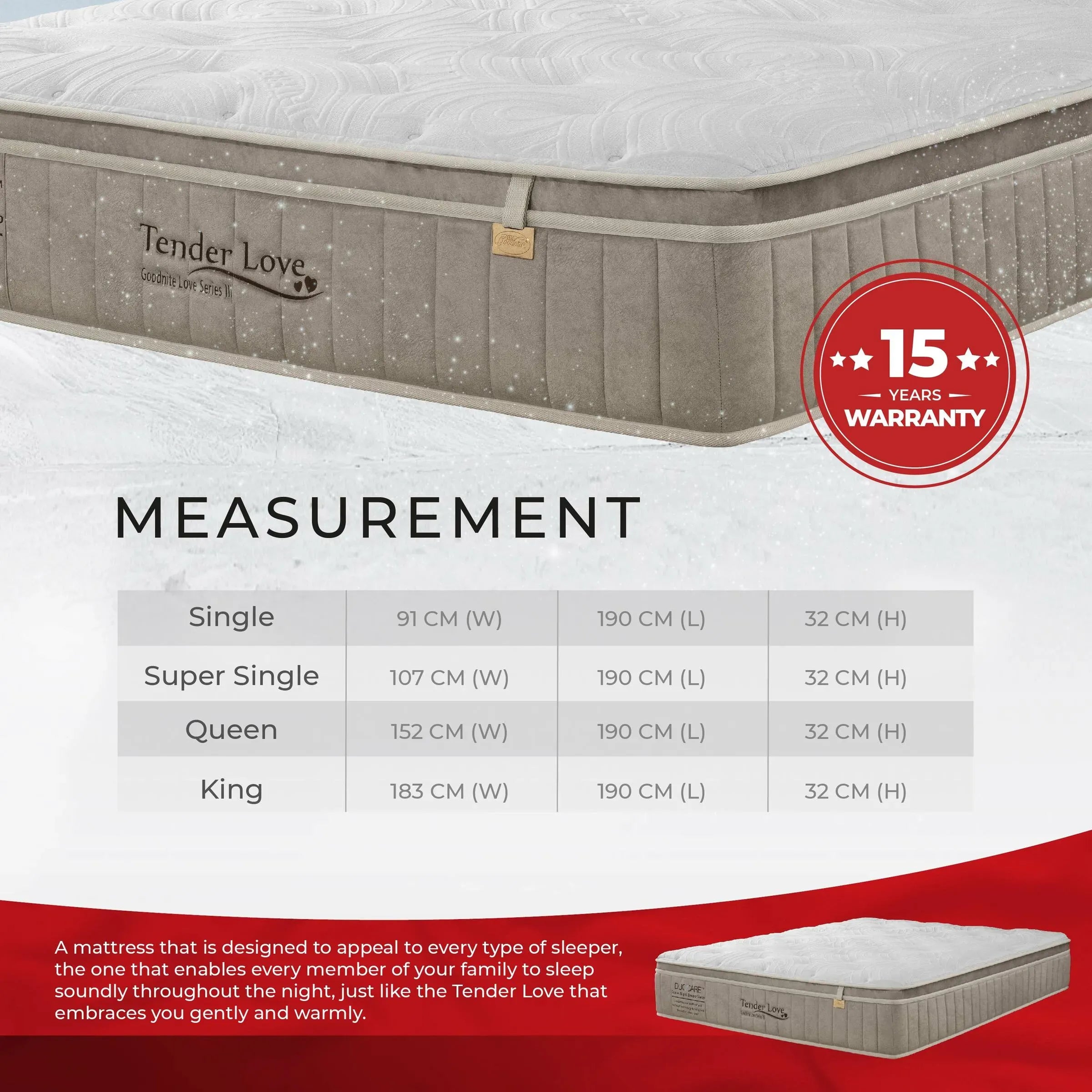 [NEW] Goodnite Tender Love 5 Zone Pocket Spring Mattress (12.5 Inch) with Single/ Super Single/ Queen/ King