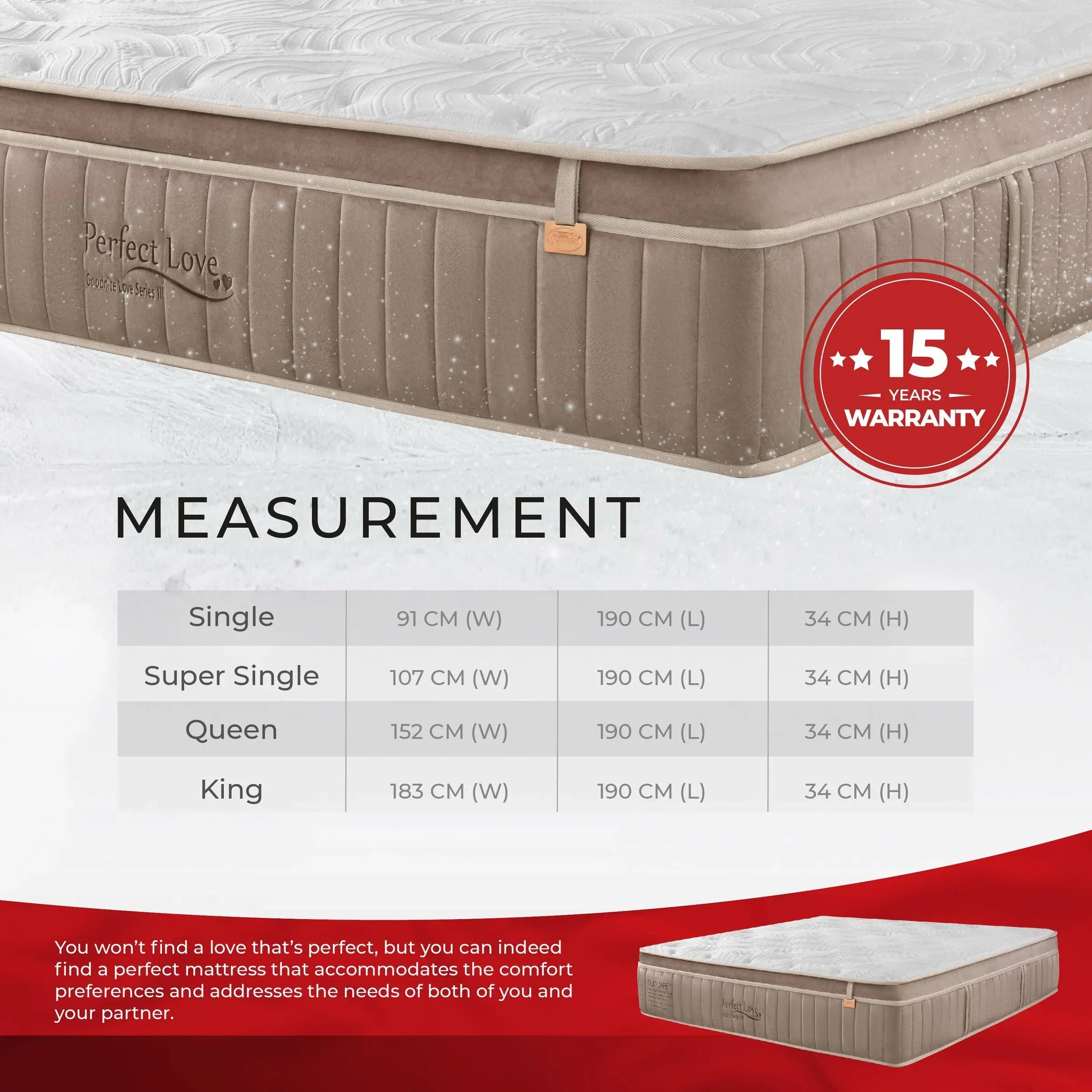 [NEW] Goodnite Perfect Love Dual Layer Pocket Spring Mattress (13 Inch) with Single/ Super Single/ Queen/ King