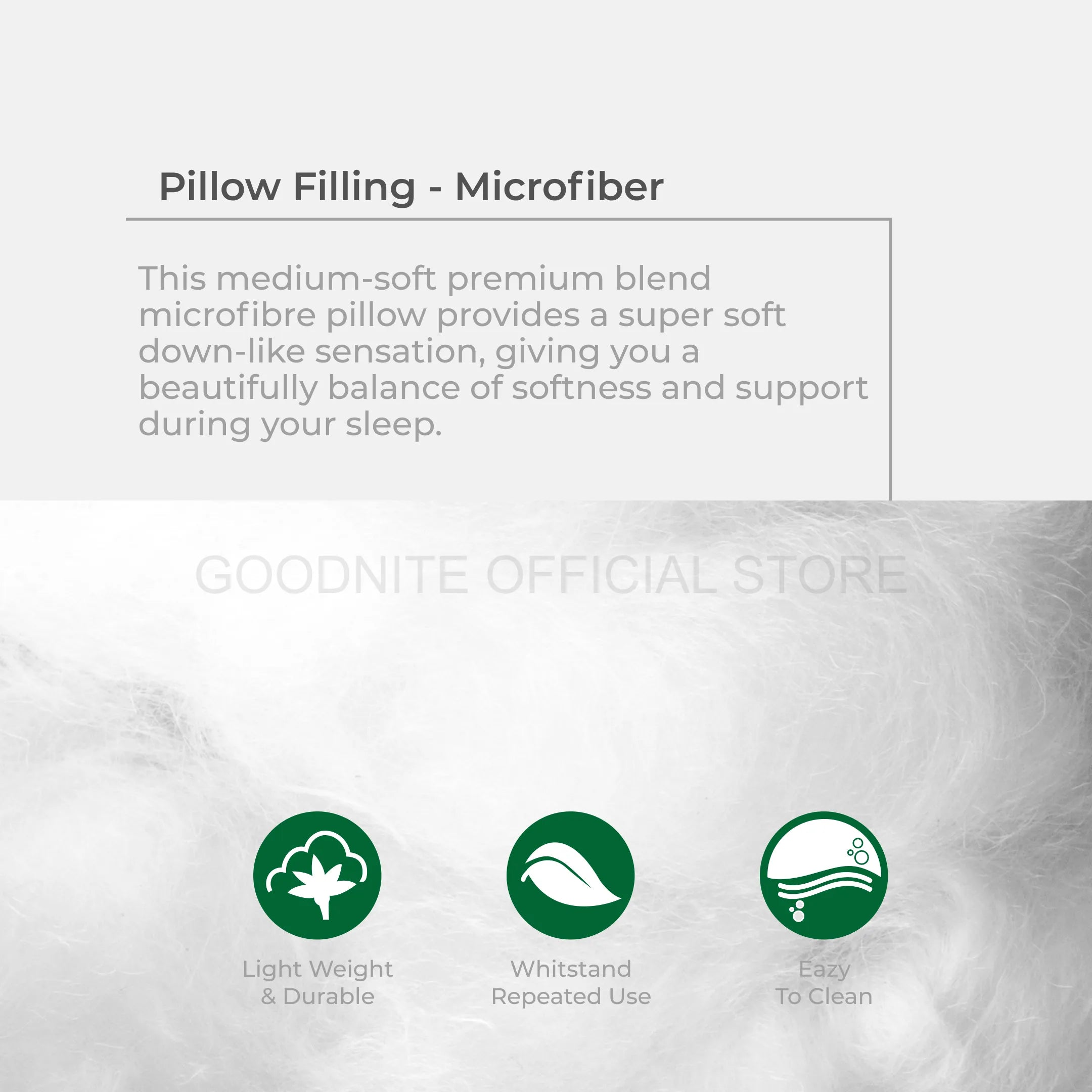 Goodnite Statfree® Cooling Rubinen Microfiber Pillow 62cm x 40cm x 1.33kg
