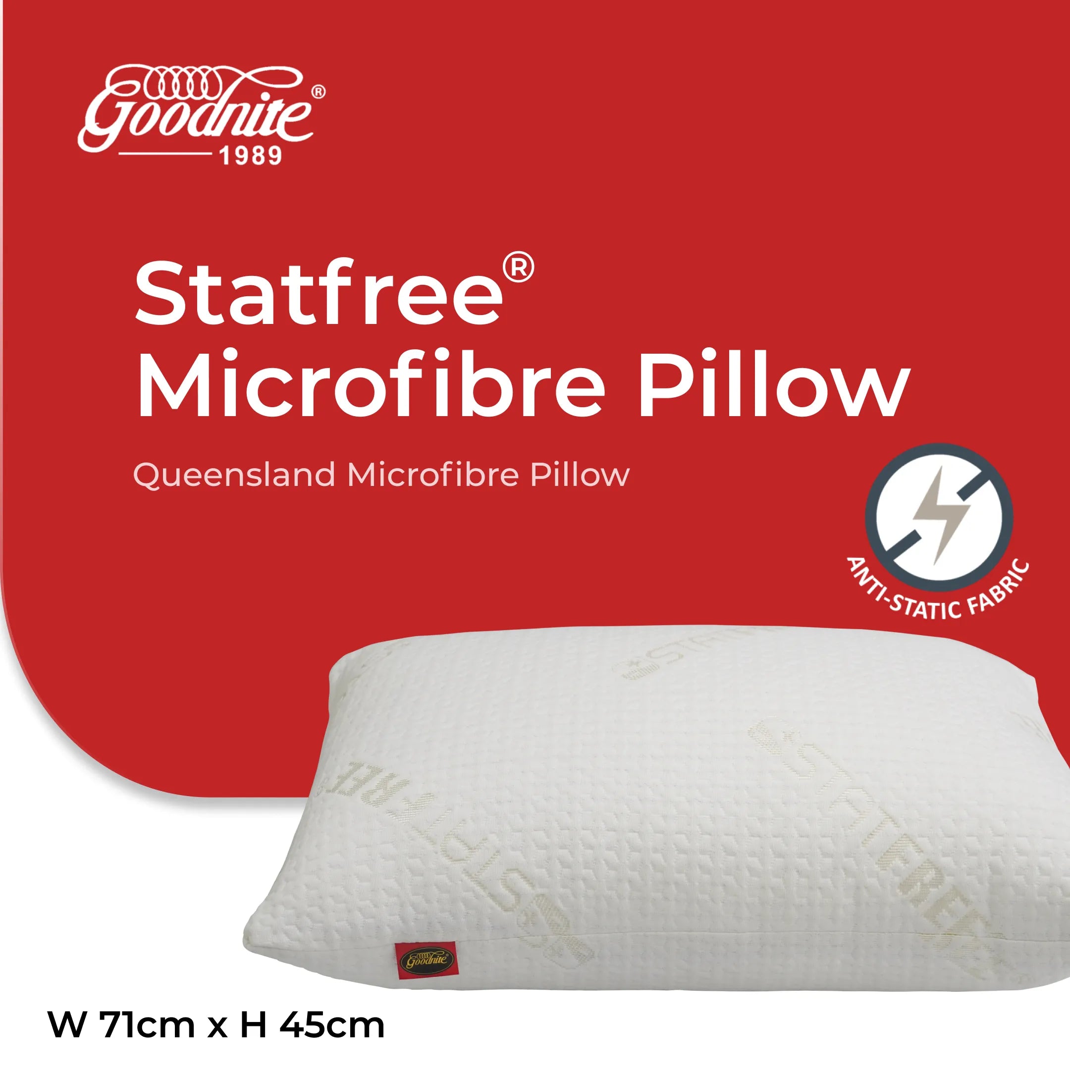 Goodnite Statfree® Queensland Microfiber Pillow 71cm x 45cm x 1.3kg
