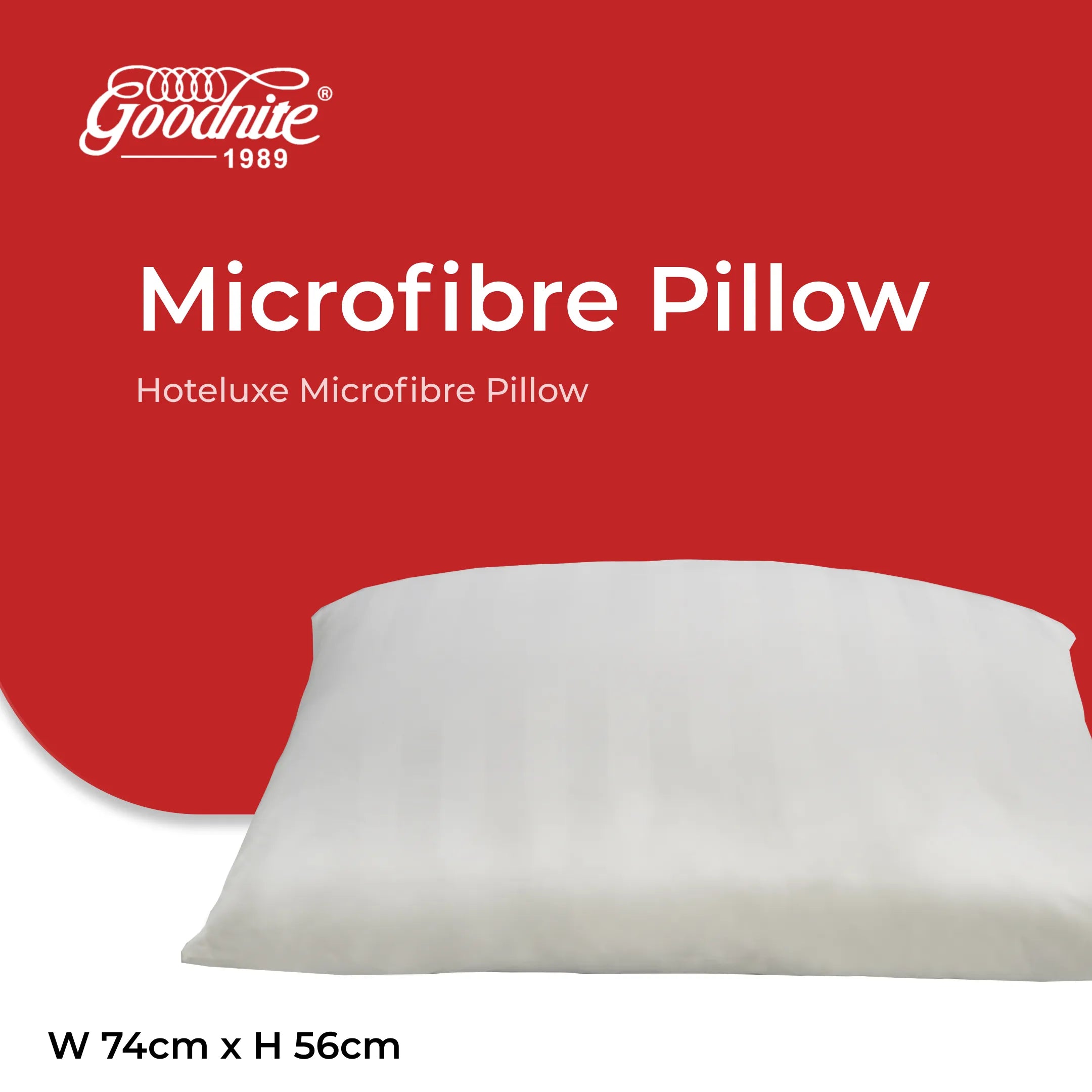 Goodnite Hoteluxe Microfiber Pillow 74cm x 56cm x 1.6kg (Hotel Pillow)
