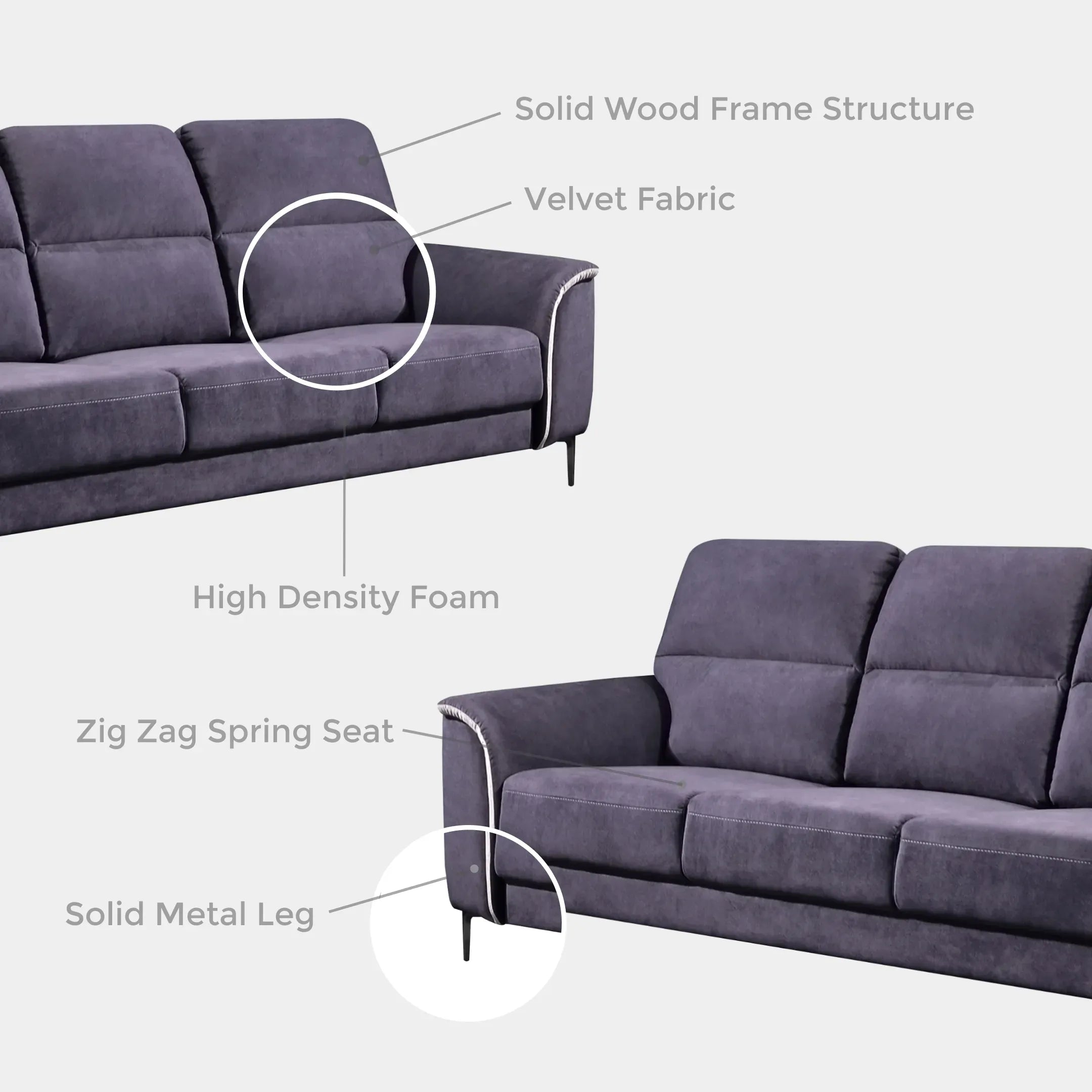 Goodnite Fabric Sofa (906),1 Seater/ 2 Seater/ 3 Seater/ 2+3 Seater/ 5 Years Warranty