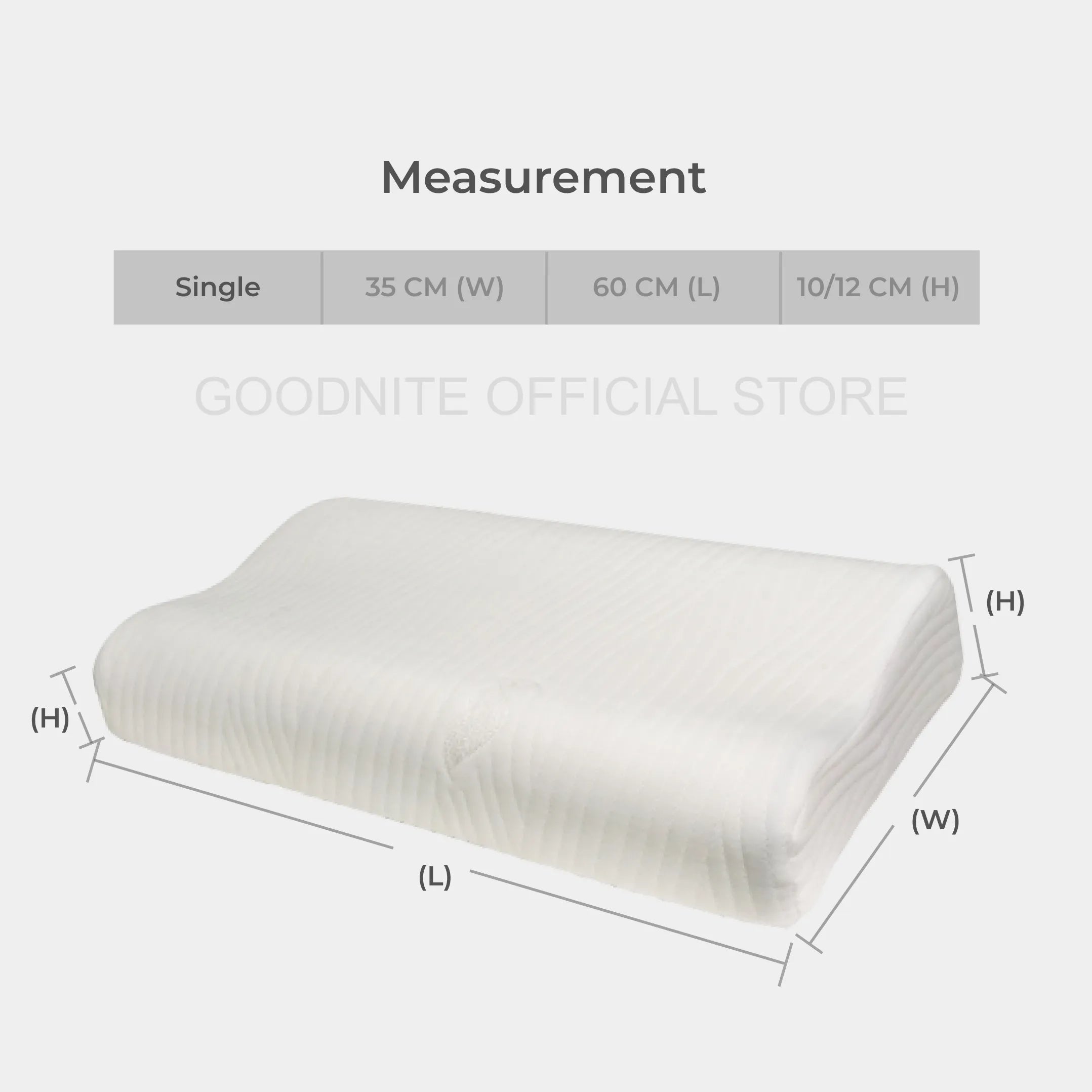 Goodnite Good Tour Contour Latex Pillow 60cm x 35cm x 12/10cm