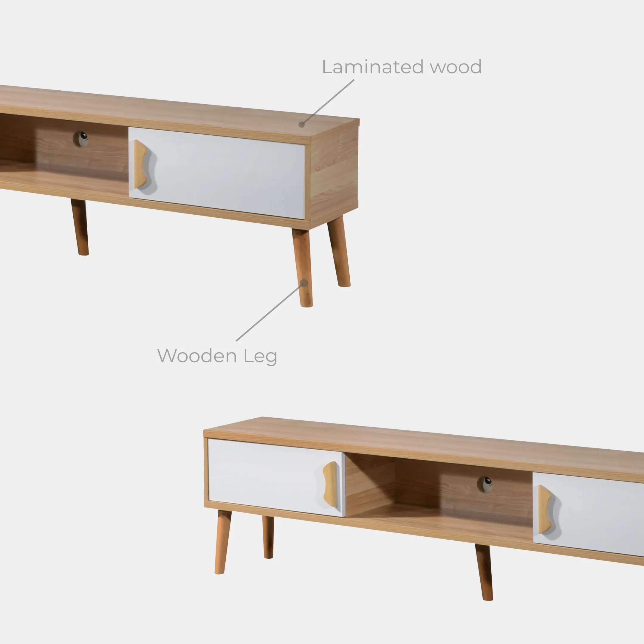 Goodnite TV Cabinet + Coffee Table Set (Wooden Leg)