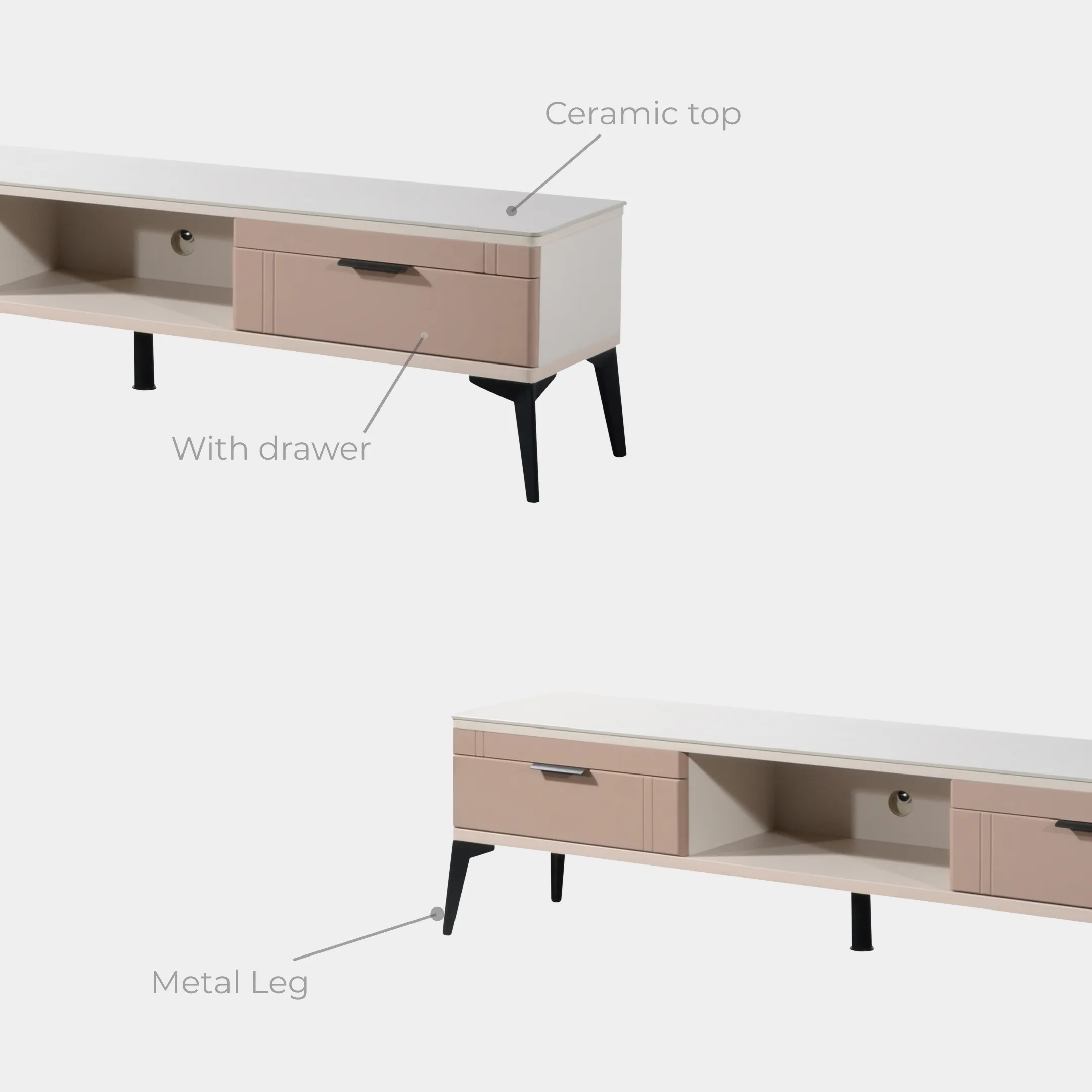 Goodnite TV Cabinet + Coffee Table Set (Metal Leg)