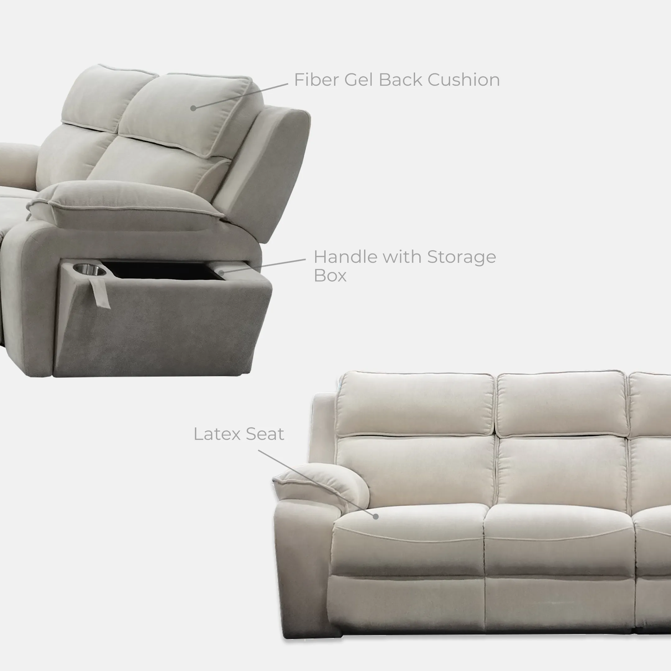 Goodnite Fabric Recliner Sofa (NCP611), 1 Seater Recliner/ 2 Seater/ 3 Seater/1R+3 Seater, 5 Years Warranty