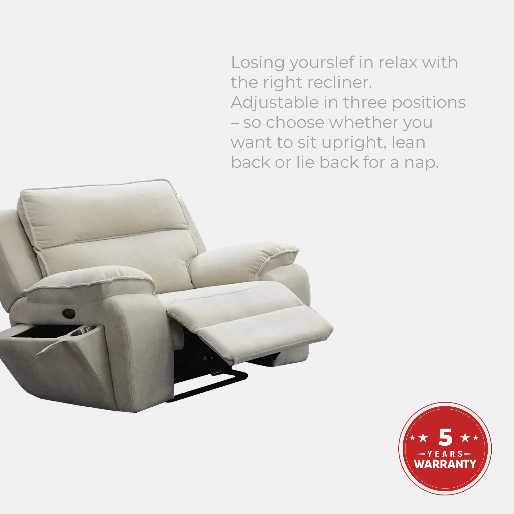 Goodnite Fabric Recliner Sofa (NCP611), 1 Seater Recliner/ 2 Seater/ 3 Seater/1R+3 Seater, 5 Years Warranty