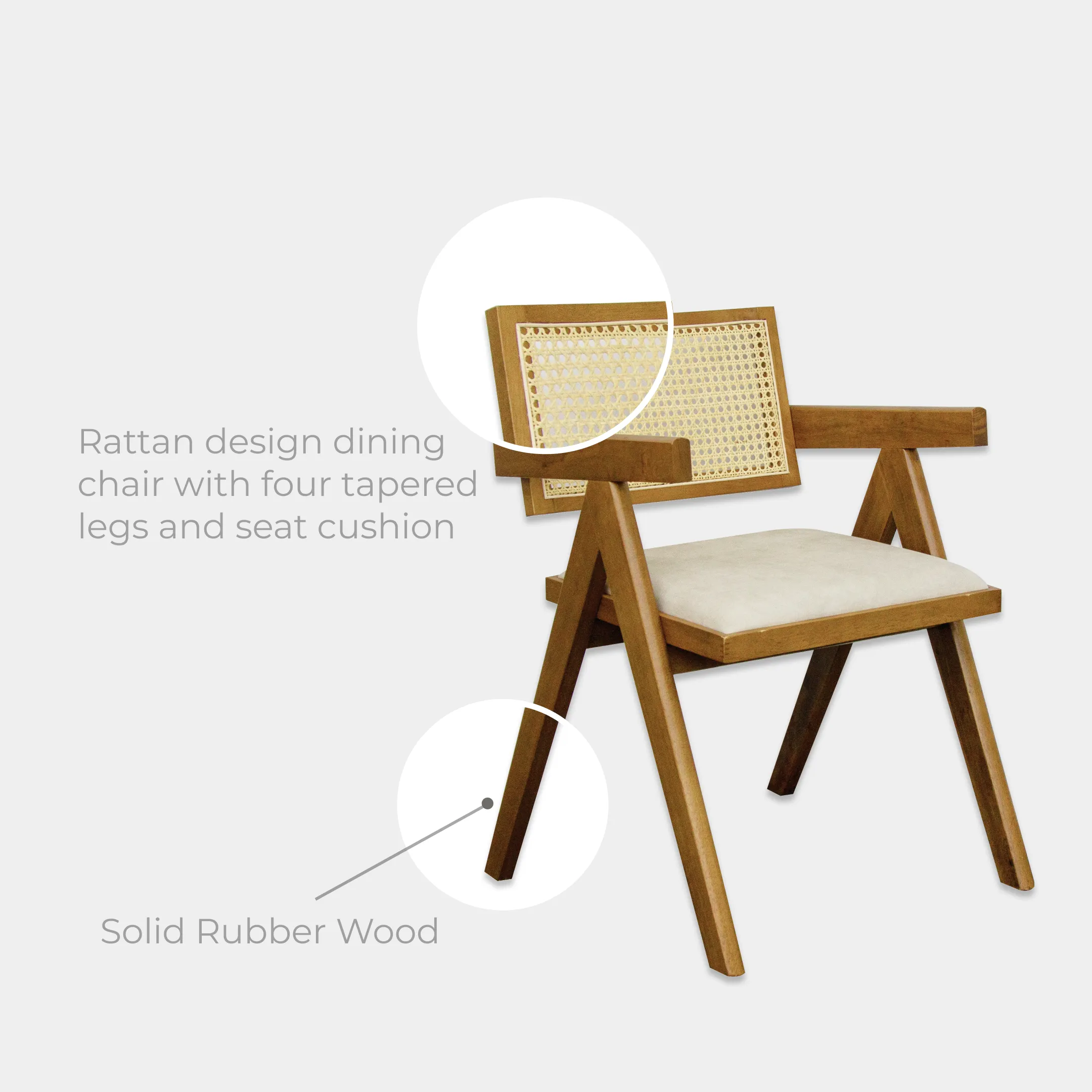 Goodnite (1+2+Bench) / (1+4+Bench) Solid Rubber Wood Dining Set